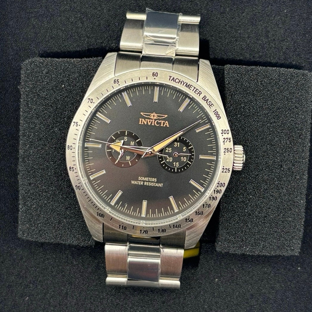 Invicta Specialty 45971 Mens 44mm Stainless Steel Black Dial Day Date