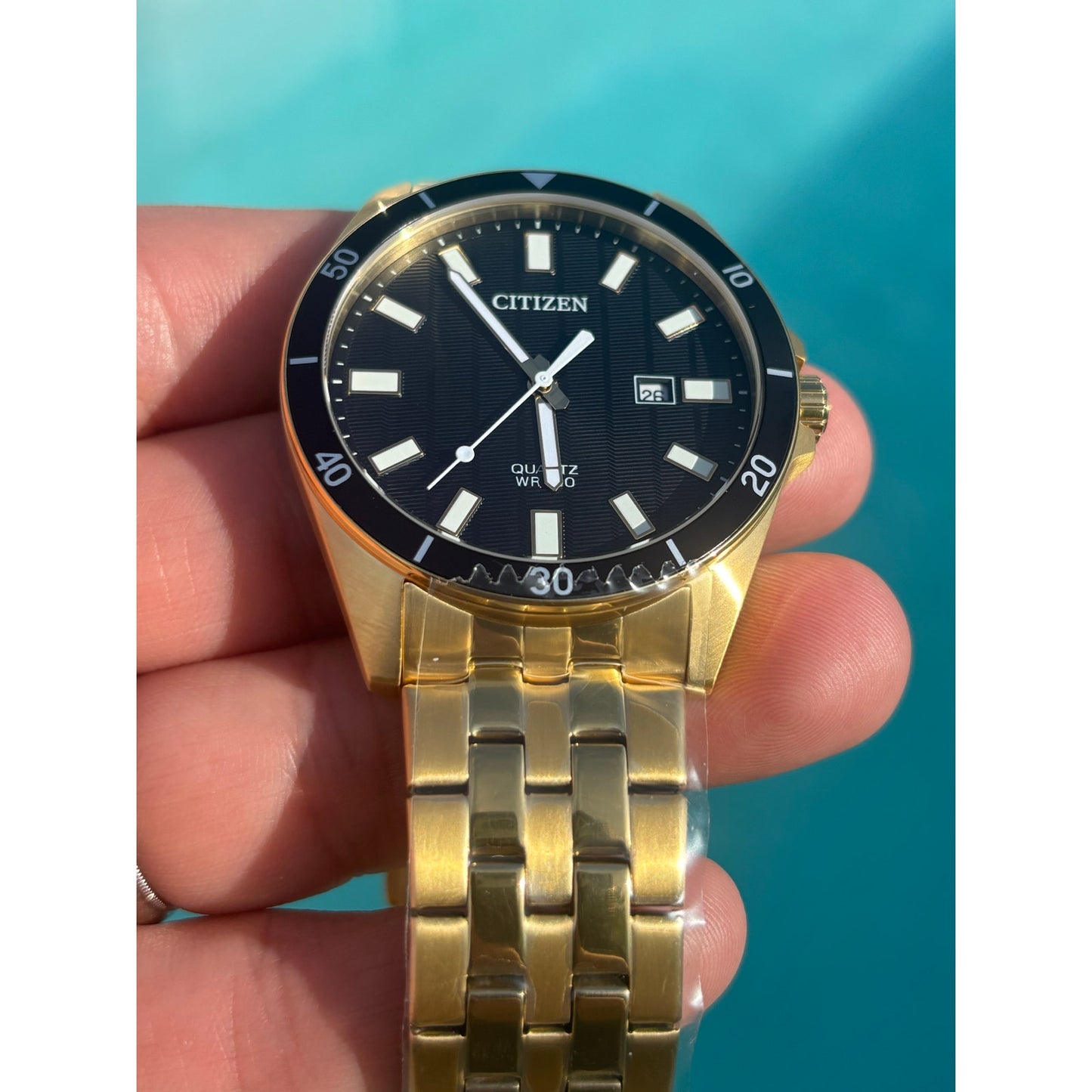 Citizen BI5052-59E Mens 42mm Gold Tone Stainless Steel Black Dial Quartz NIBWT