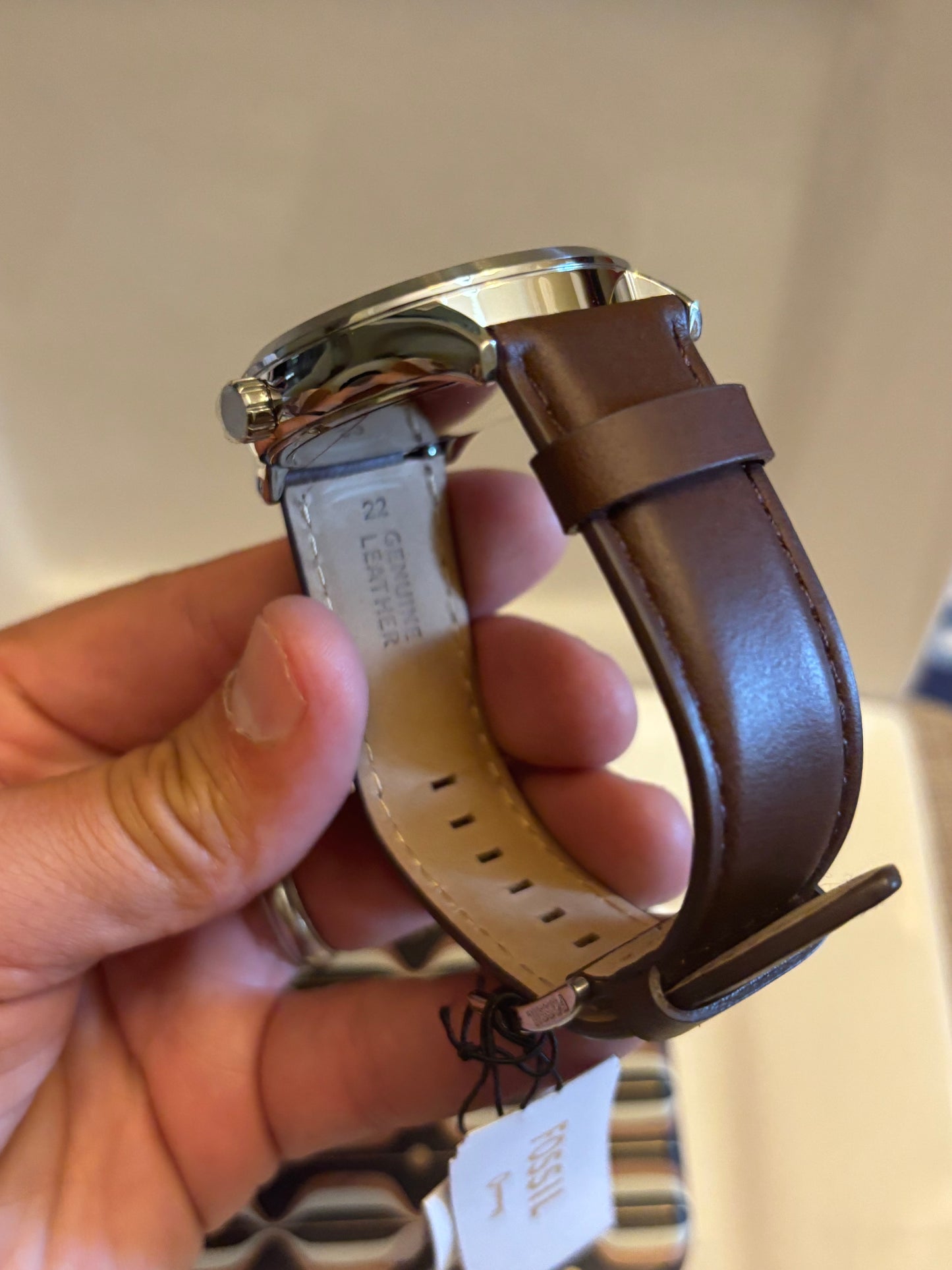Fossil Fenmore BQ2865 – 44mm Cream Dial, Brown Leather, Quartz Three-Hand