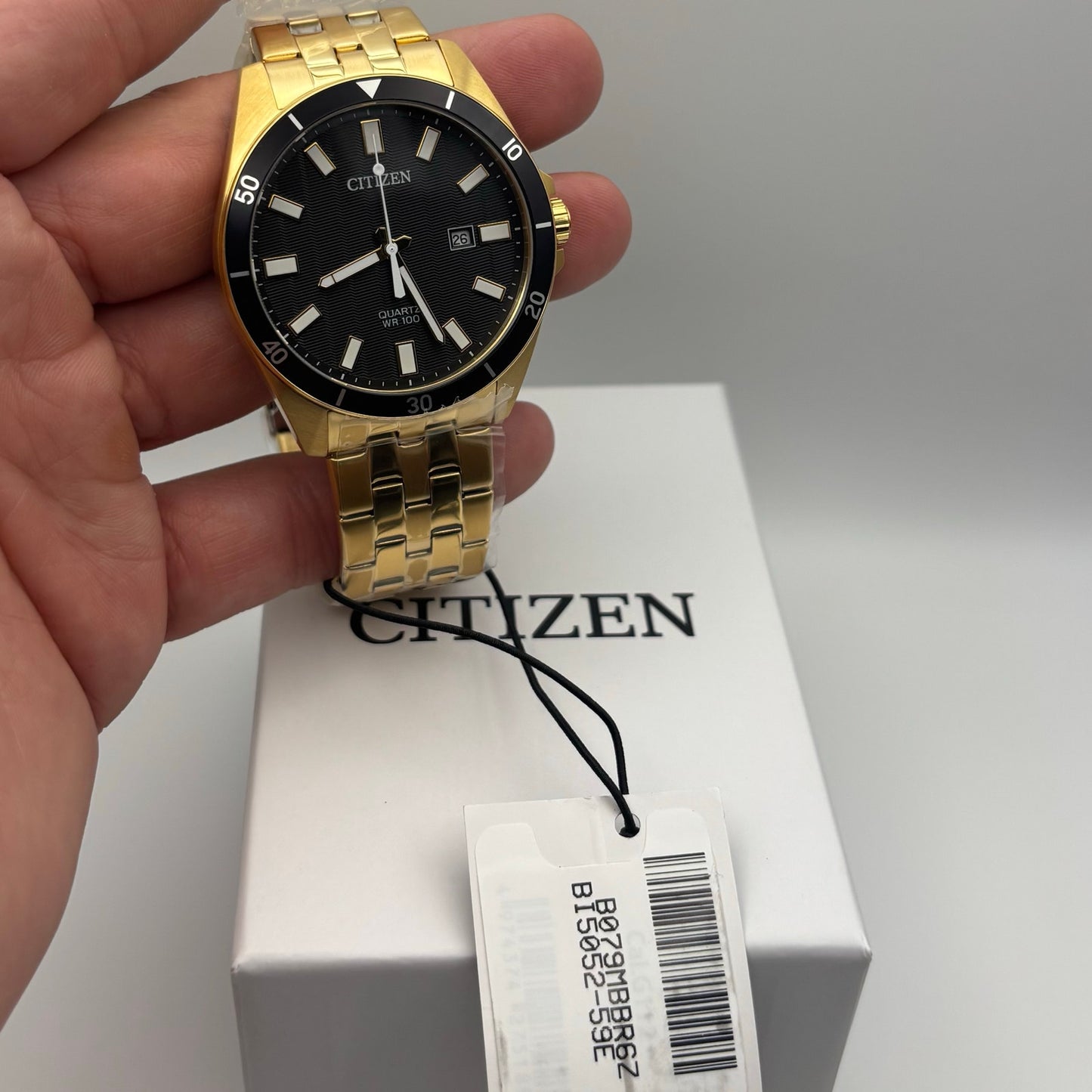 Citizen BI5052-59E Mens 42mm Gold Tone Stainless Steel Black Dial Quartz NIBWT