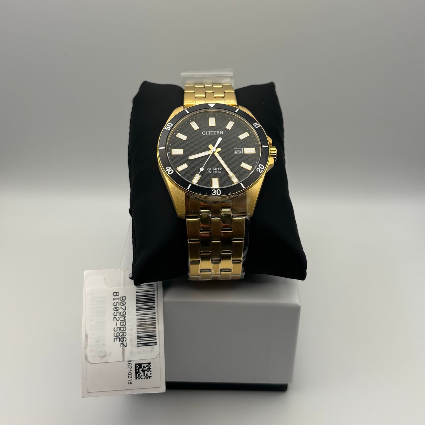 Citizen BI5052-59E Mens 42mm Gold Tone Stainless Steel Black Dial Quartz NIBWT