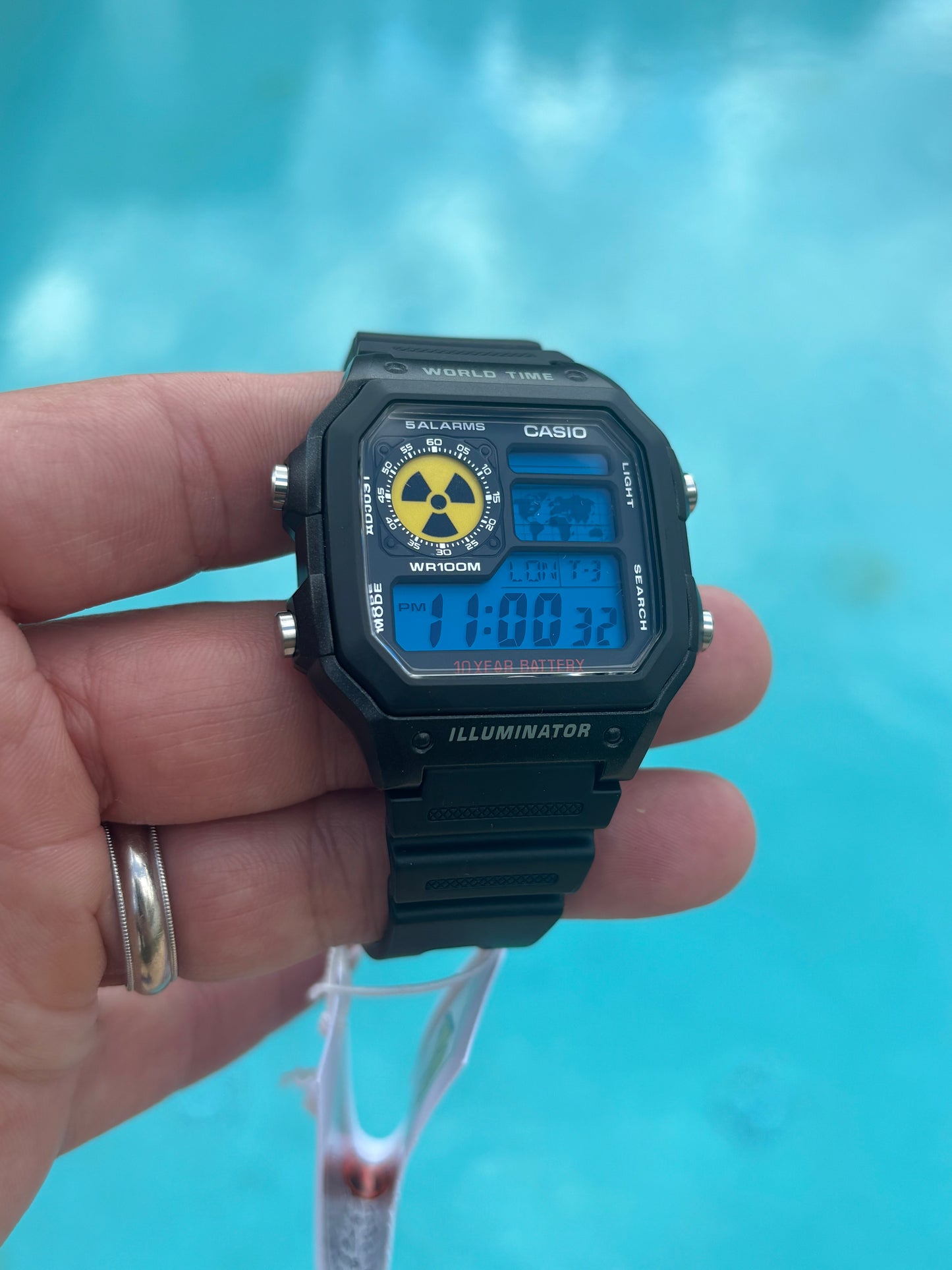 Casio AE1200 Mod Nuclear Dial Blue Filter Retro Digital Watch