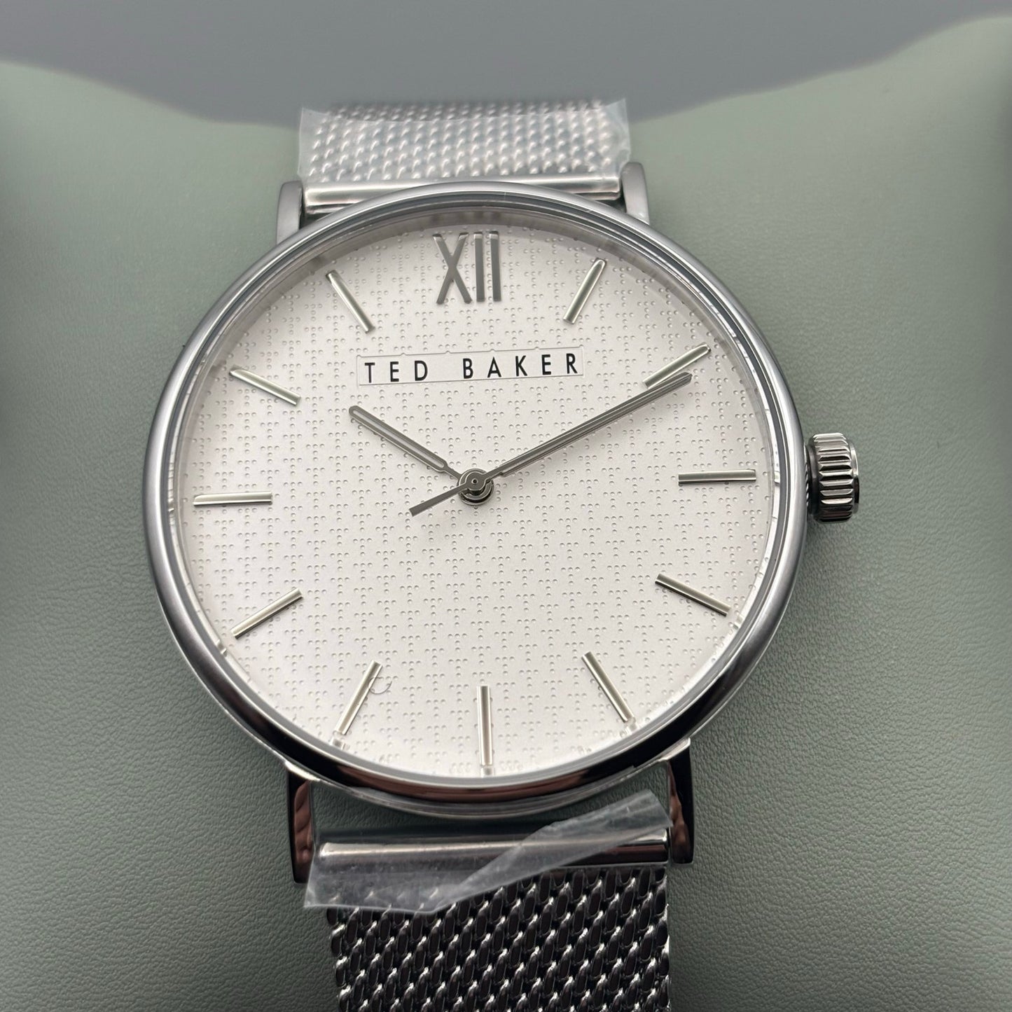 Ted Baker Phylipa BKPPGS217 Mens 43mm Silver Mesh White Dial Quartz. NIBWT