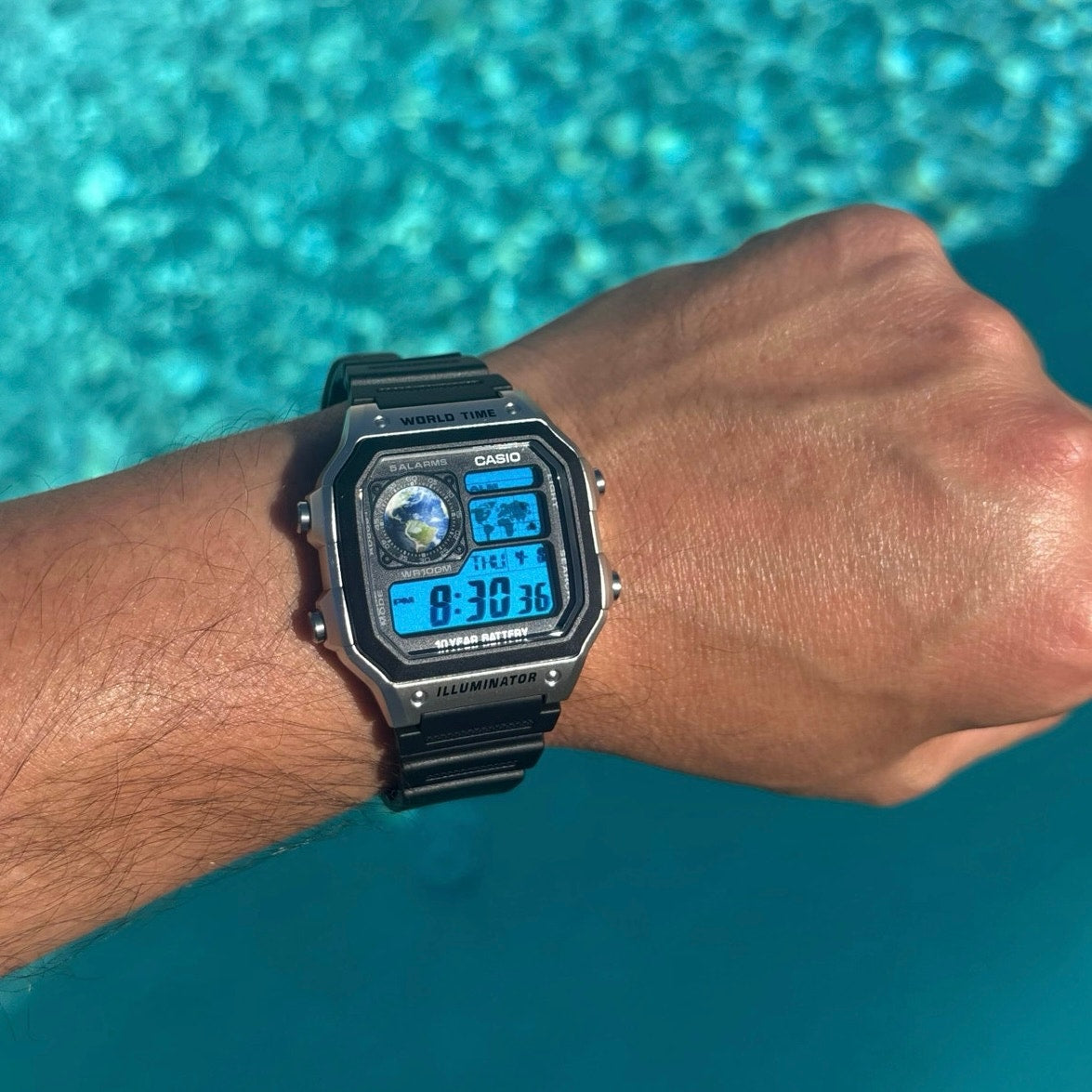 Costumed Casio AE1200WH-1CV Watch Blue Planet Edition