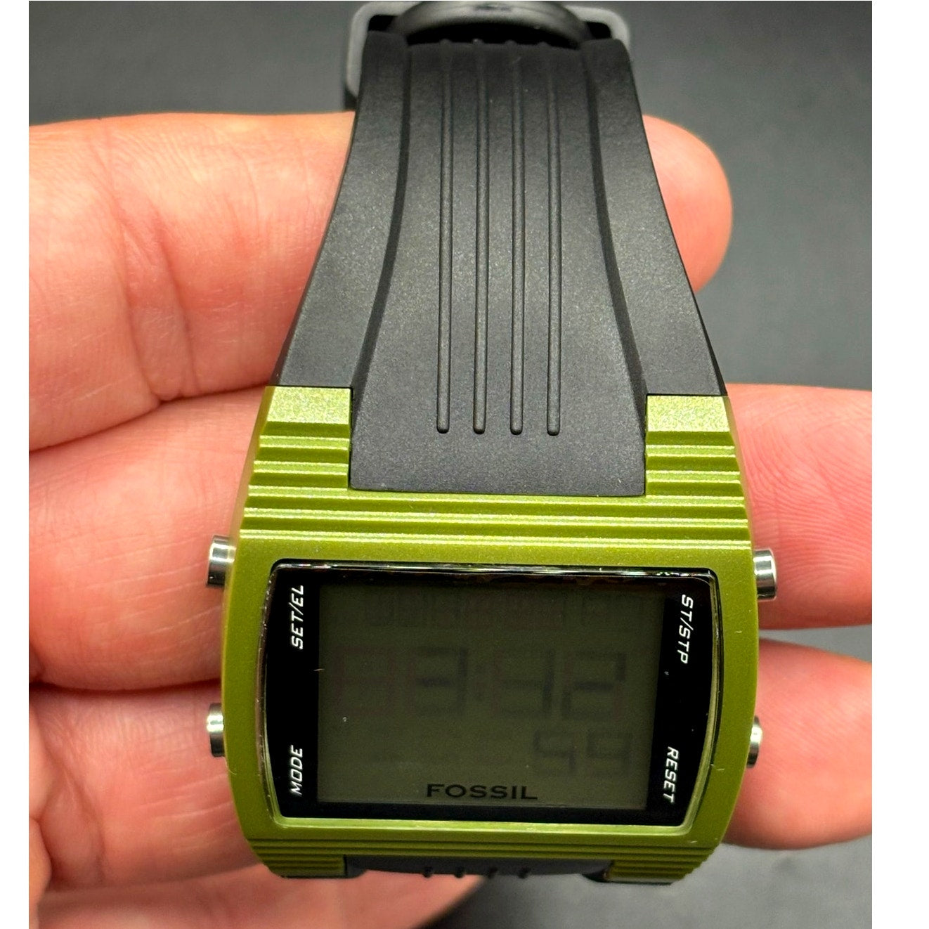 Fossil FSL DQ1141 Green Digital Watch 100M Alarm Chronograph Vintage NWT