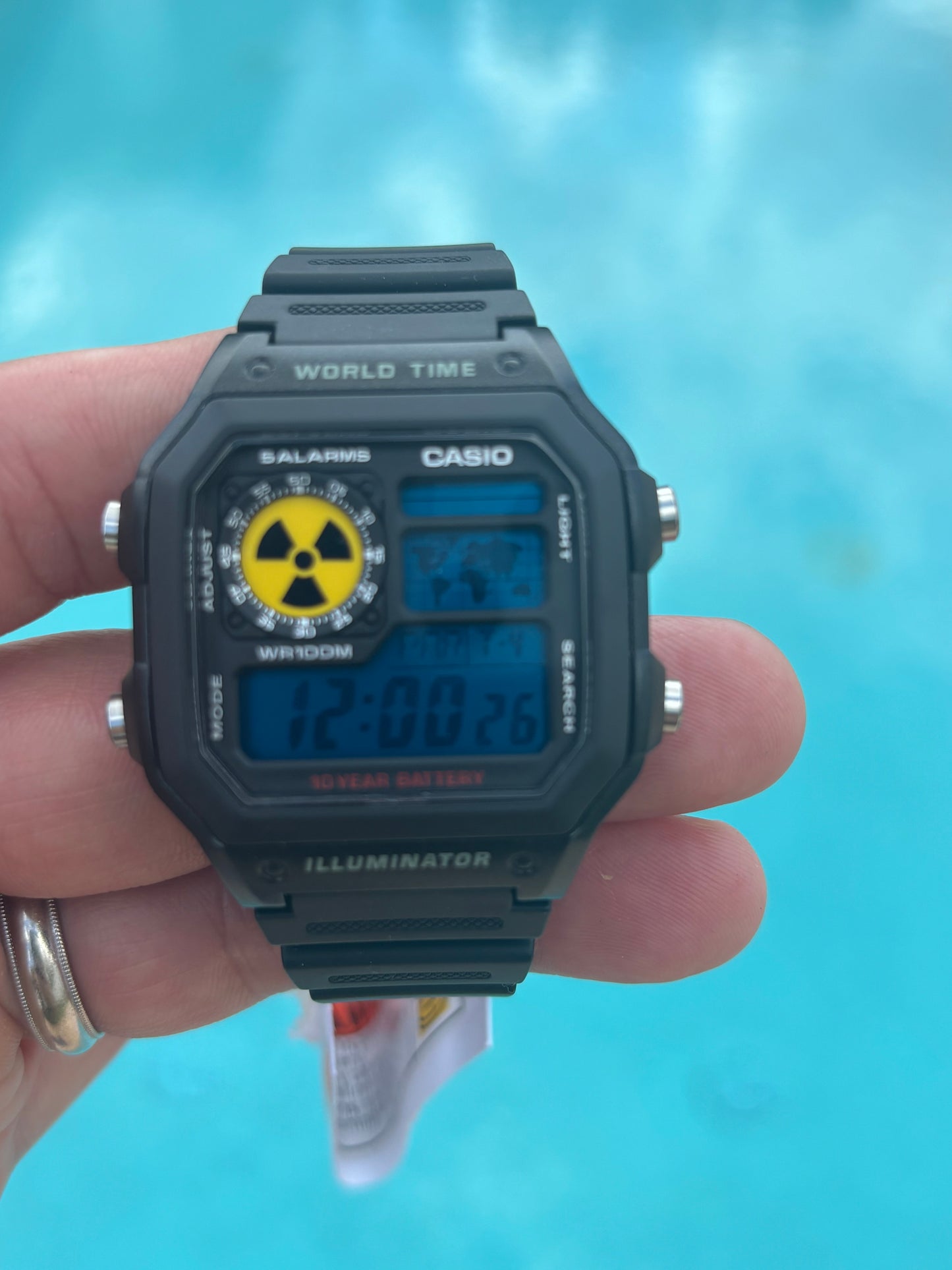 Casio AE1200 Mod Nuclear Dial Blue Filter Retro Digital Watch