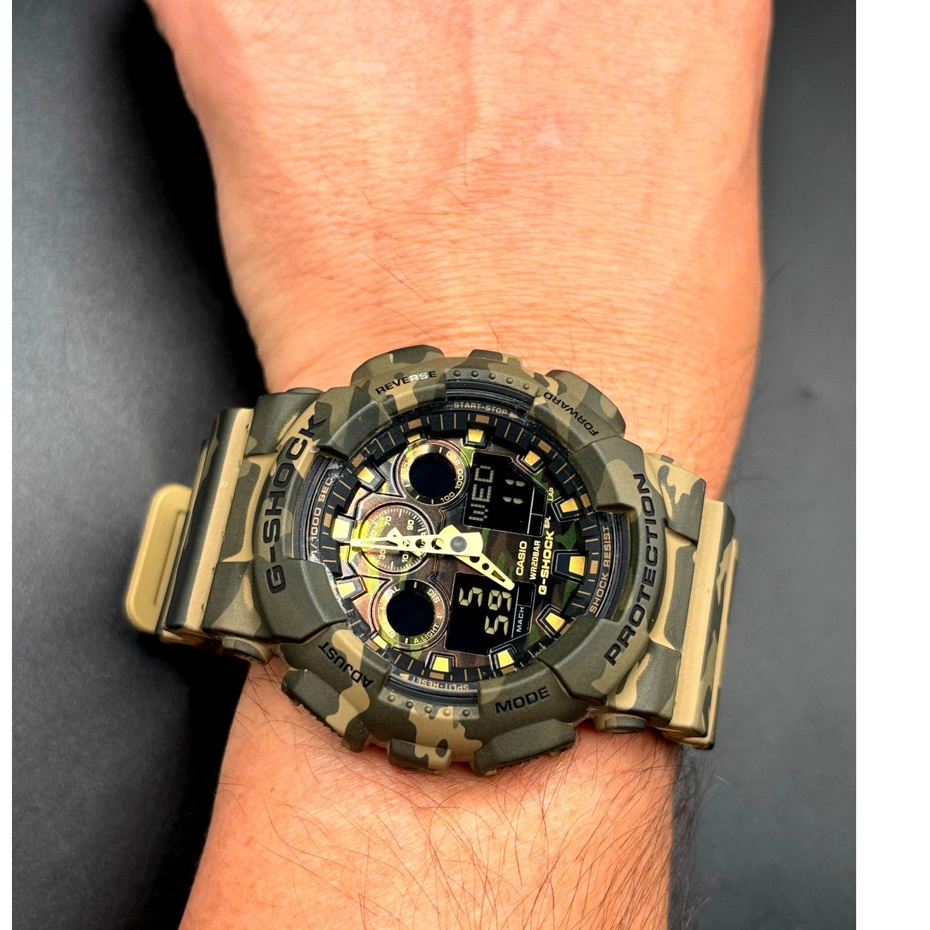 Casio G-Shock GA100CM-5A Camouflage Military Analog Digital Watch NIB