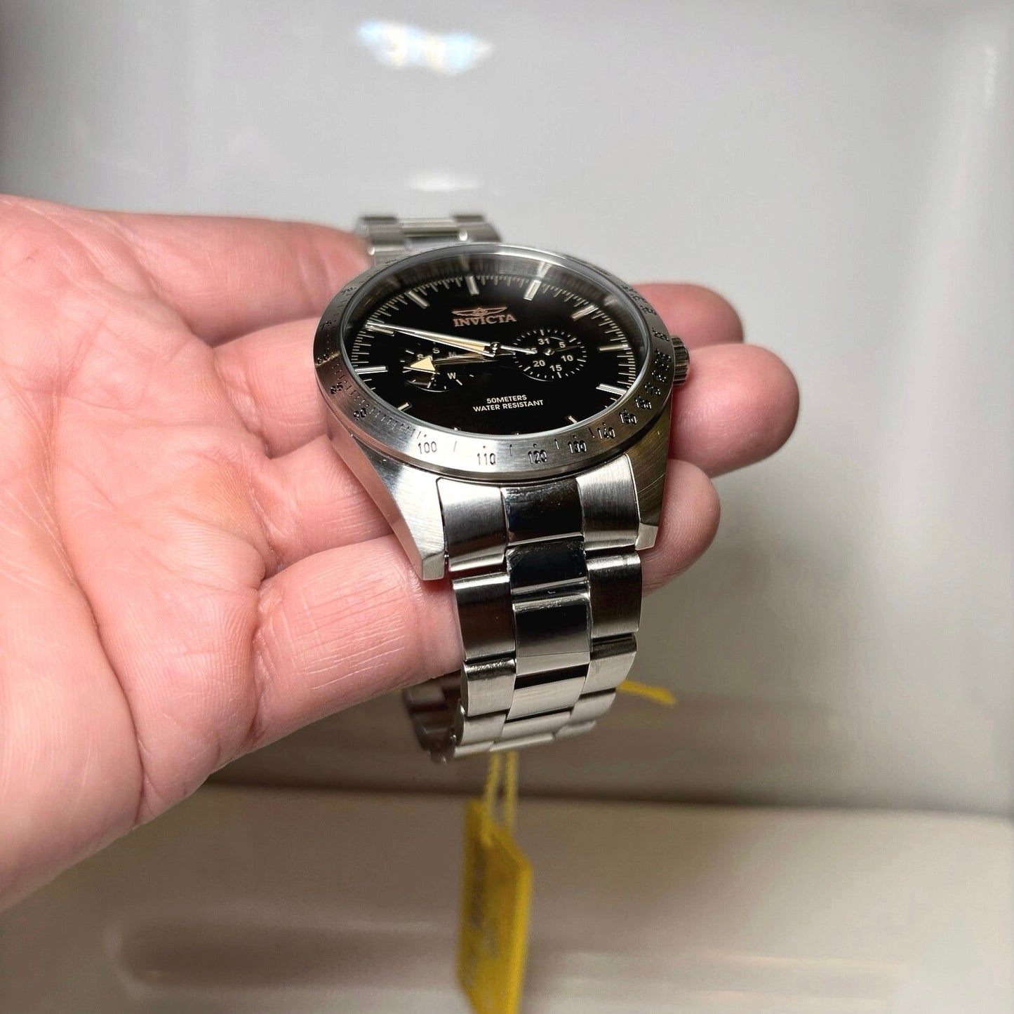 Invicta Specialty 45971 Mens 44mm Stainless Steel Black Dial Day Date