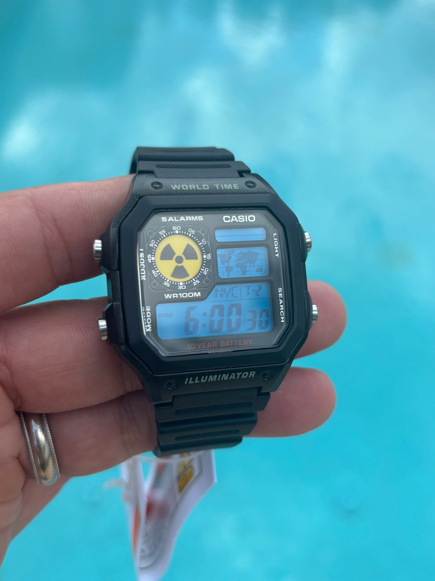 Casio AE1200 Mod Nuclear Dial Blue Filter Retro Digital Watch