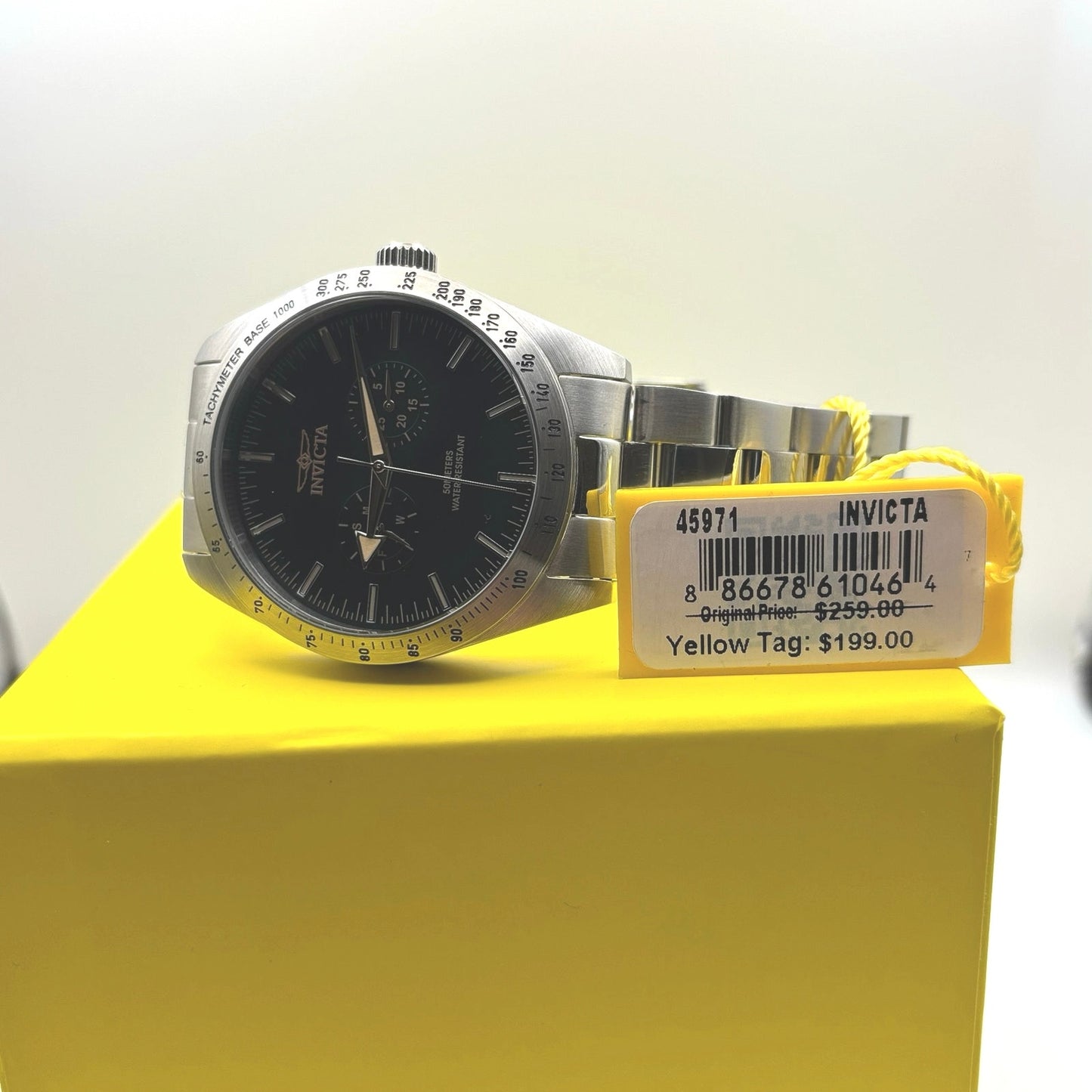 Invicta Specialty 45971 Mens 44mm Stainless Steel Black Dial Day Date