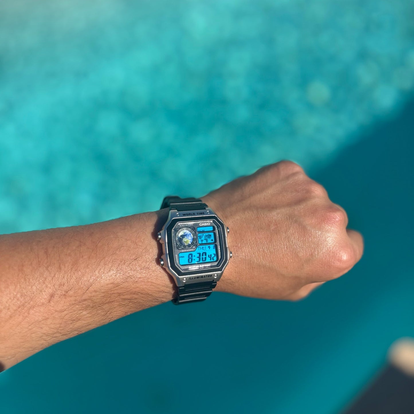 Costumed Casio AE1200WH-1CV Watch Blue Planet Edition