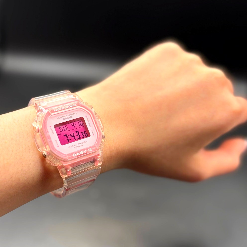 LWS Pink Ice Baby-G BGD565SJ Clear Strap Digital Mod Women's Watch