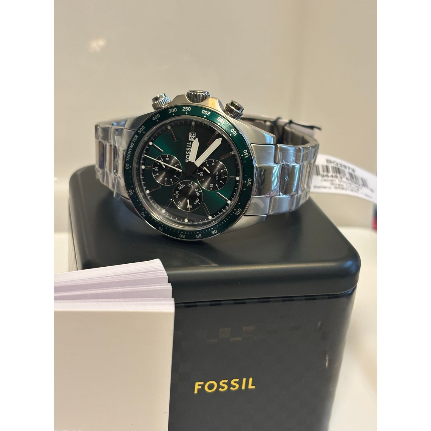 Fossil Men’s Watch Autocross BQ2878 – Green Sunray Dial, Stainless Bracelet, 42 mm
