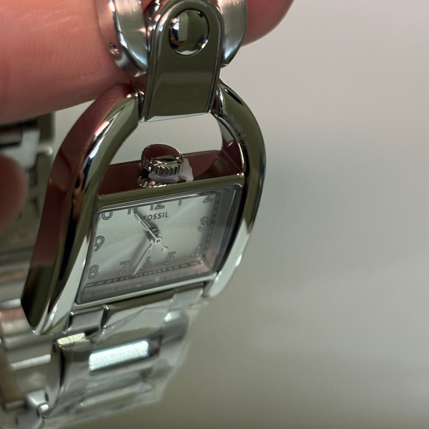 Fossil Harwell ES5326 Womens Quartz Watch 28mm Rectangular Stainless Steel Bracelet Silver Dial 3ATM Water Resistant