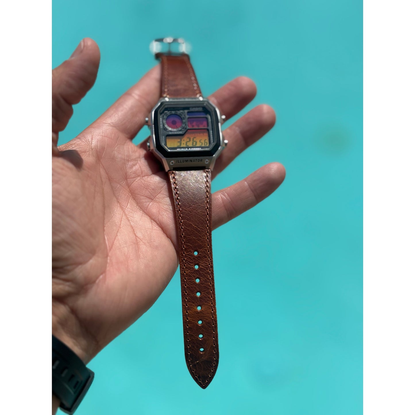 Customed Casio AE1200WH-1CV Leather
Straps Watch Into the Sunset Gel Filter