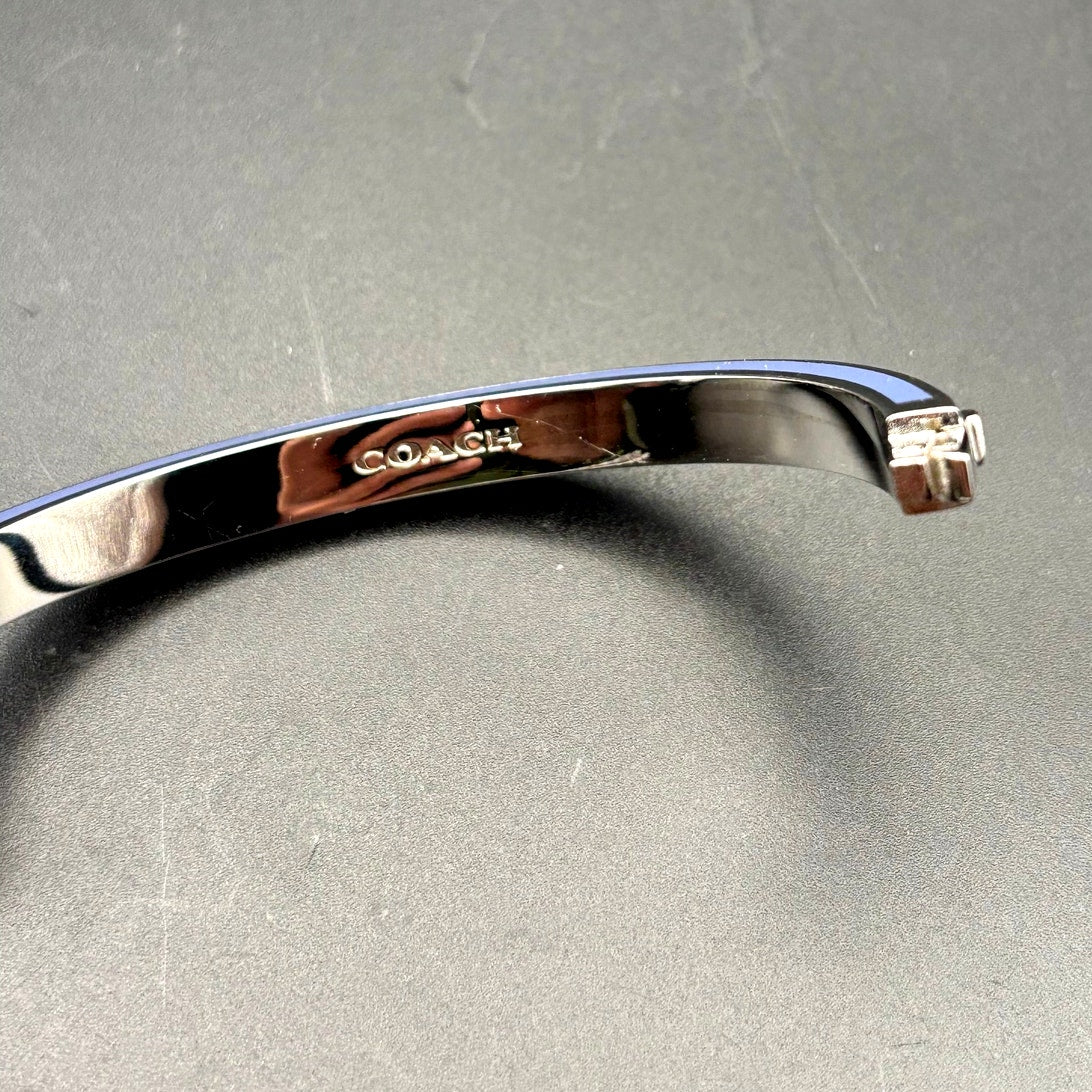 Coach CY053 Kissing Signature Enamel Hinged Bangle Purple and Blue Color NIBWT