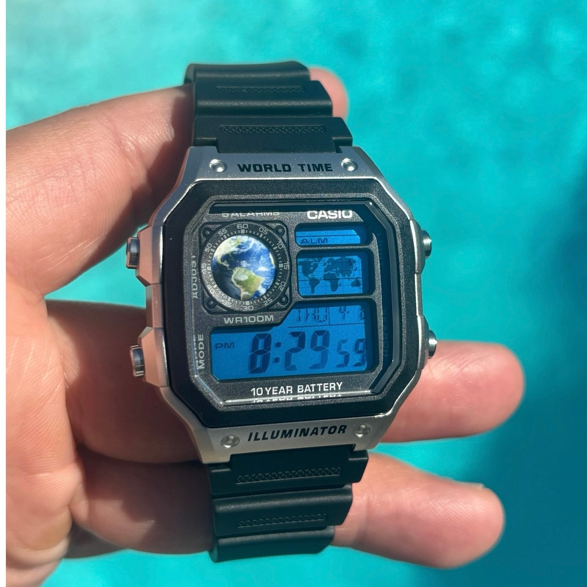Costumed Casio AE1200WH-1CV Watch Blue Planet Edition