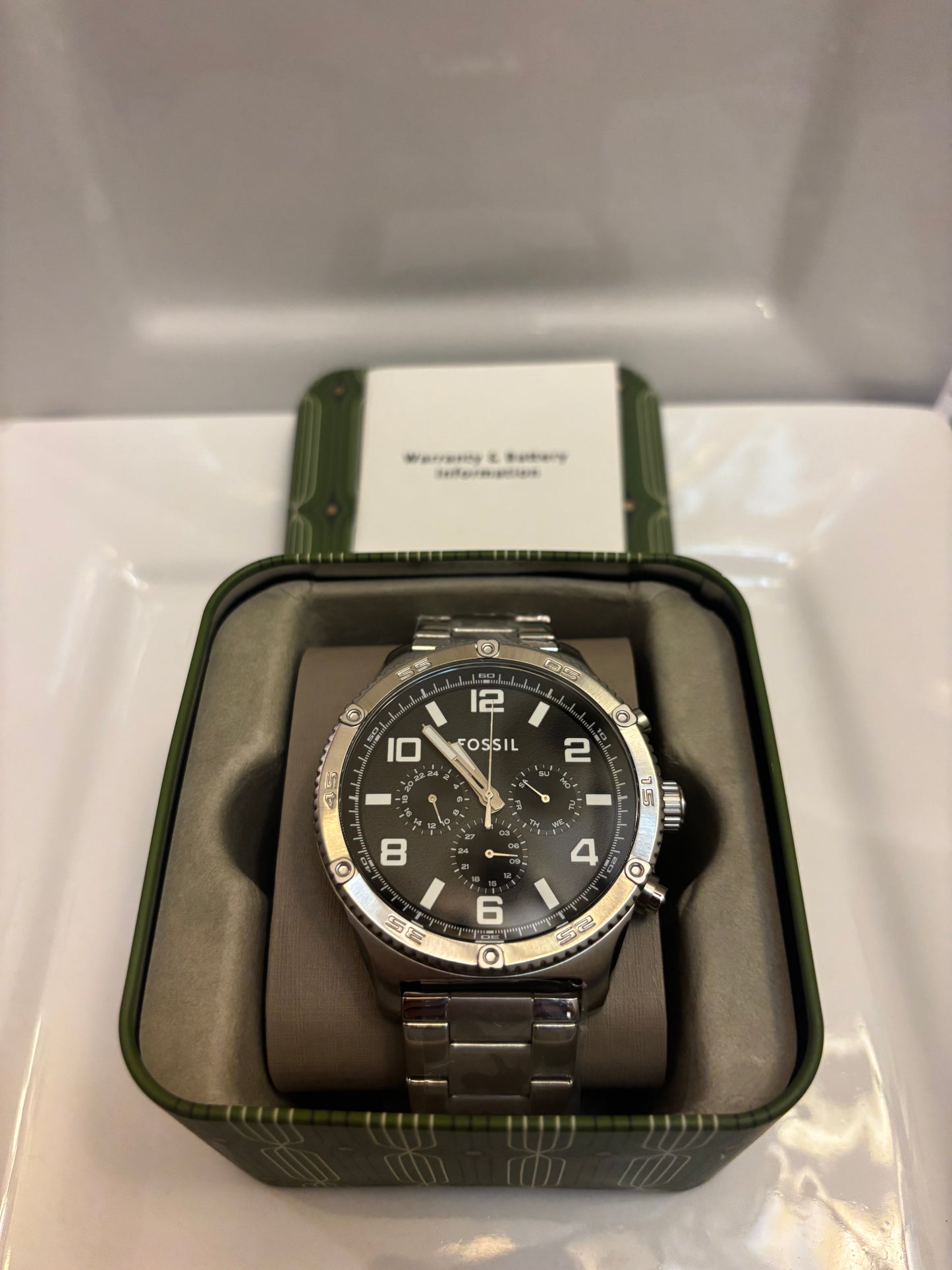 Fossil Brox BQ2797 Men’s Multifunction Watch • 50mm Black Dial • Stainless Steel • Free Shipping
