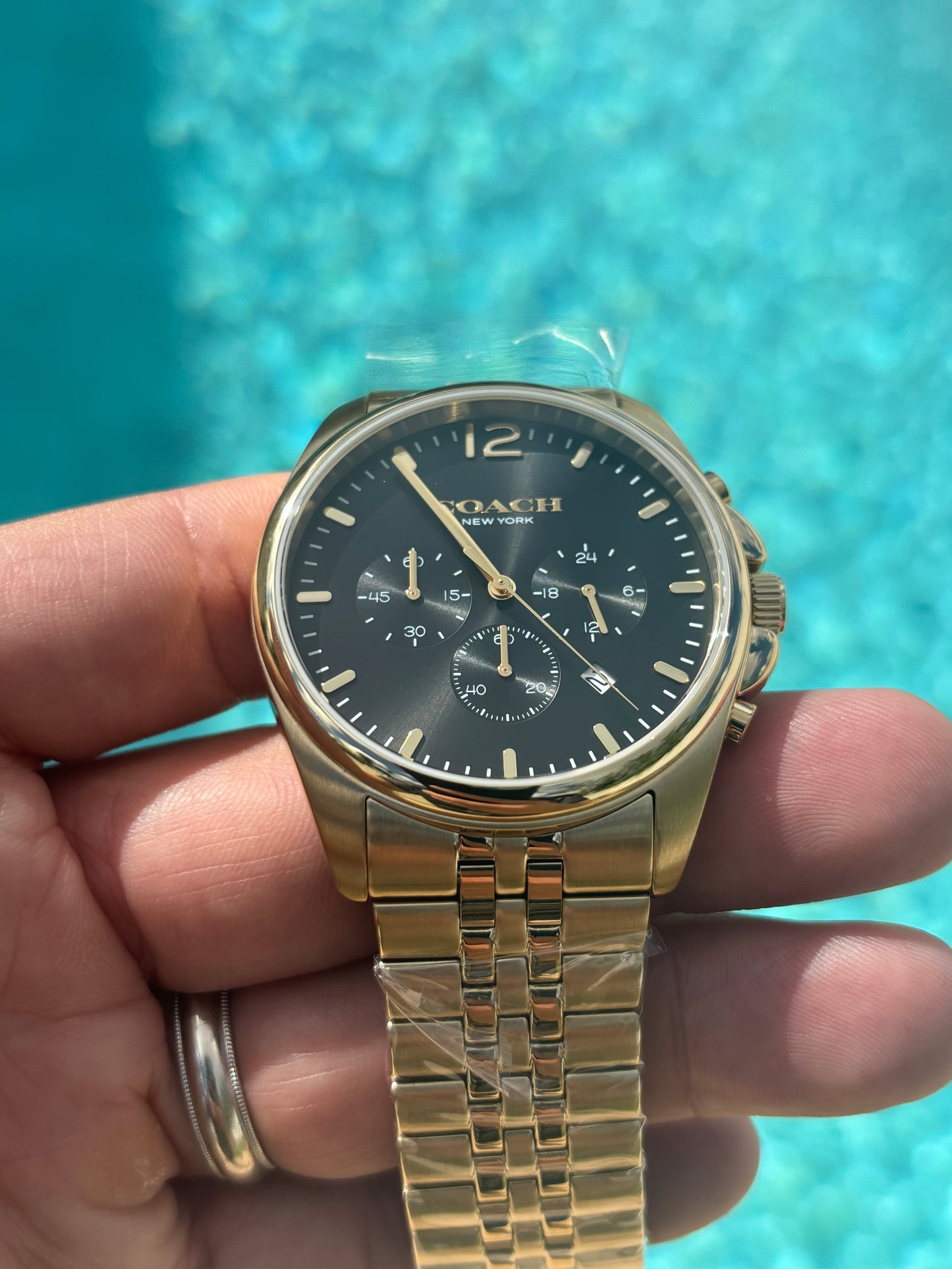 Coach Lexington Chronograph Men’s Gold Stainless Steel Black Dial Watch 14602657