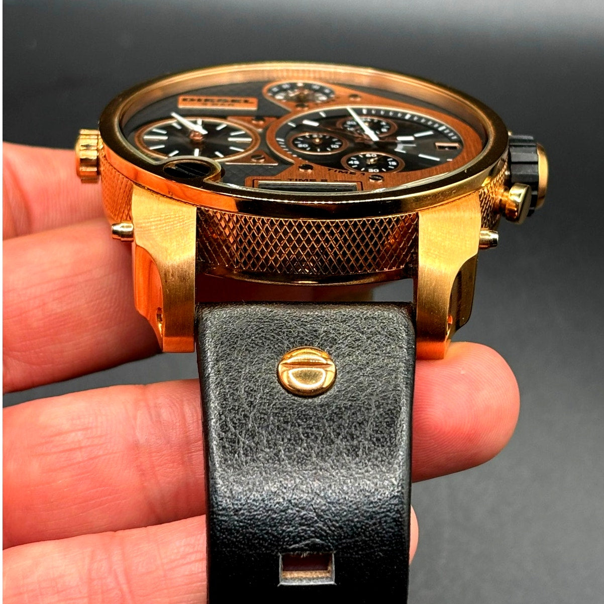 Diesel Mr. Daddy DZ7261 Men's Oversized Chrono Leather Analog Digital Watch