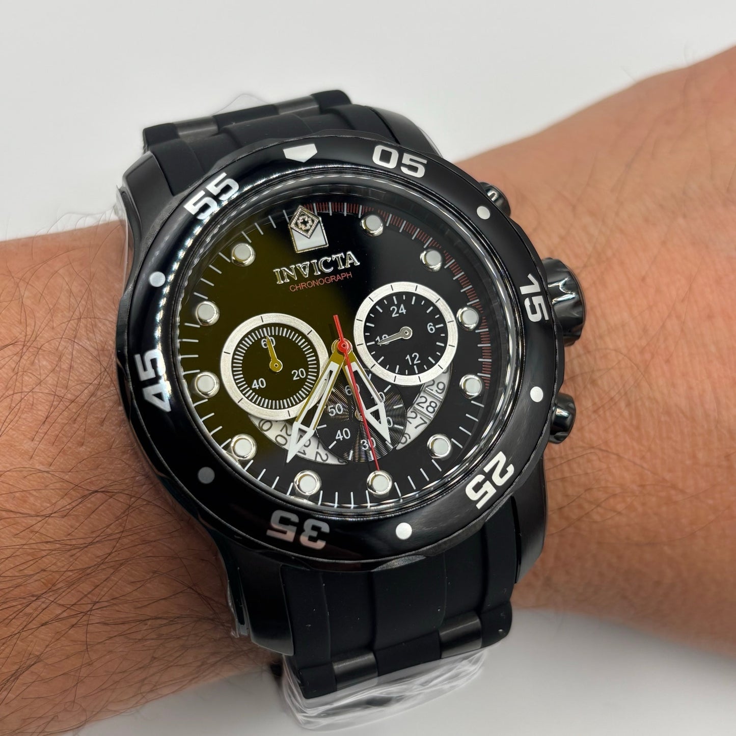 Invicta Pro Diver Scuba 37231 Mens 48mm Chronograph Black Quartz 100m NIBWT