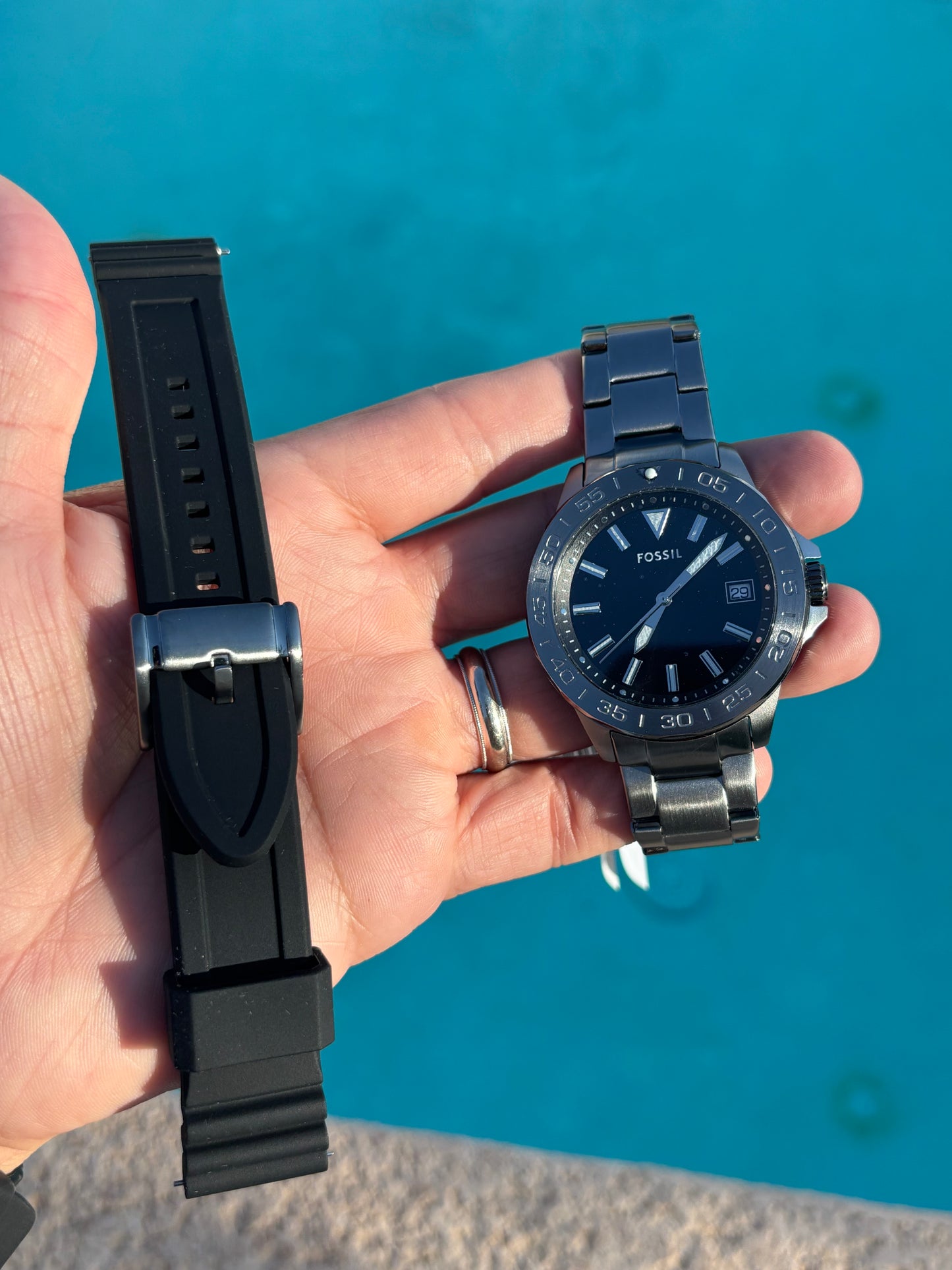 Fossil Bannon BQ2785SET Watch + Extra Strap Box Set — Smoke Stainless — Free Shipping