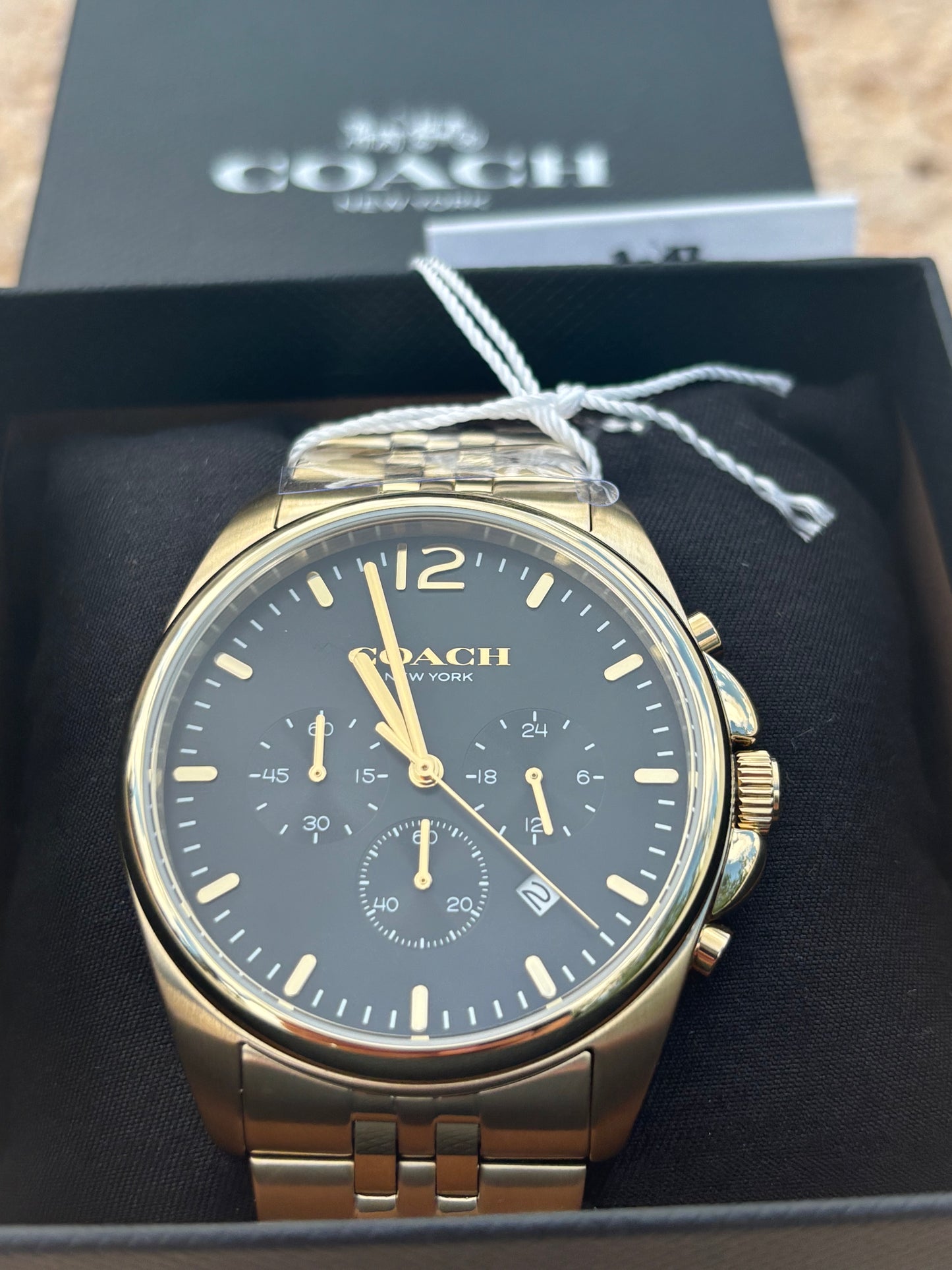 Coach Lexington Chronograph Men’s Gold Stainless Steel Black Dial Watch 14602657