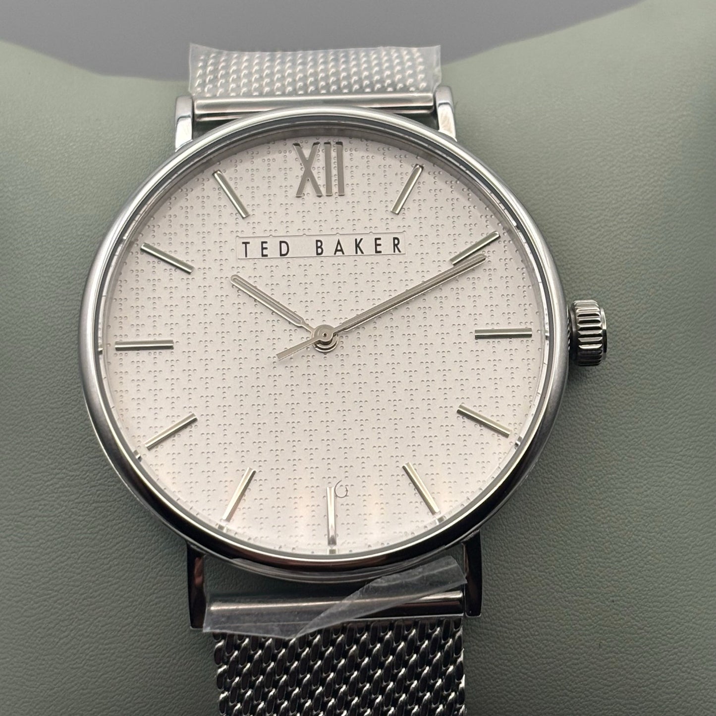 Ted Baker Phylipa BKPPGS217 Mens 43mm Silver Mesh White Dial Quartz. NIBWT