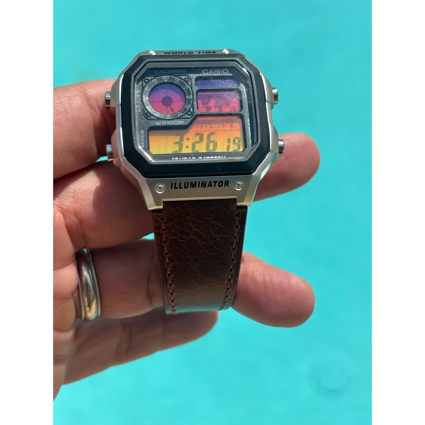 Customed Casio AE1200WH-1CV Leather
Straps Watch Into the Sunset Gel Filter