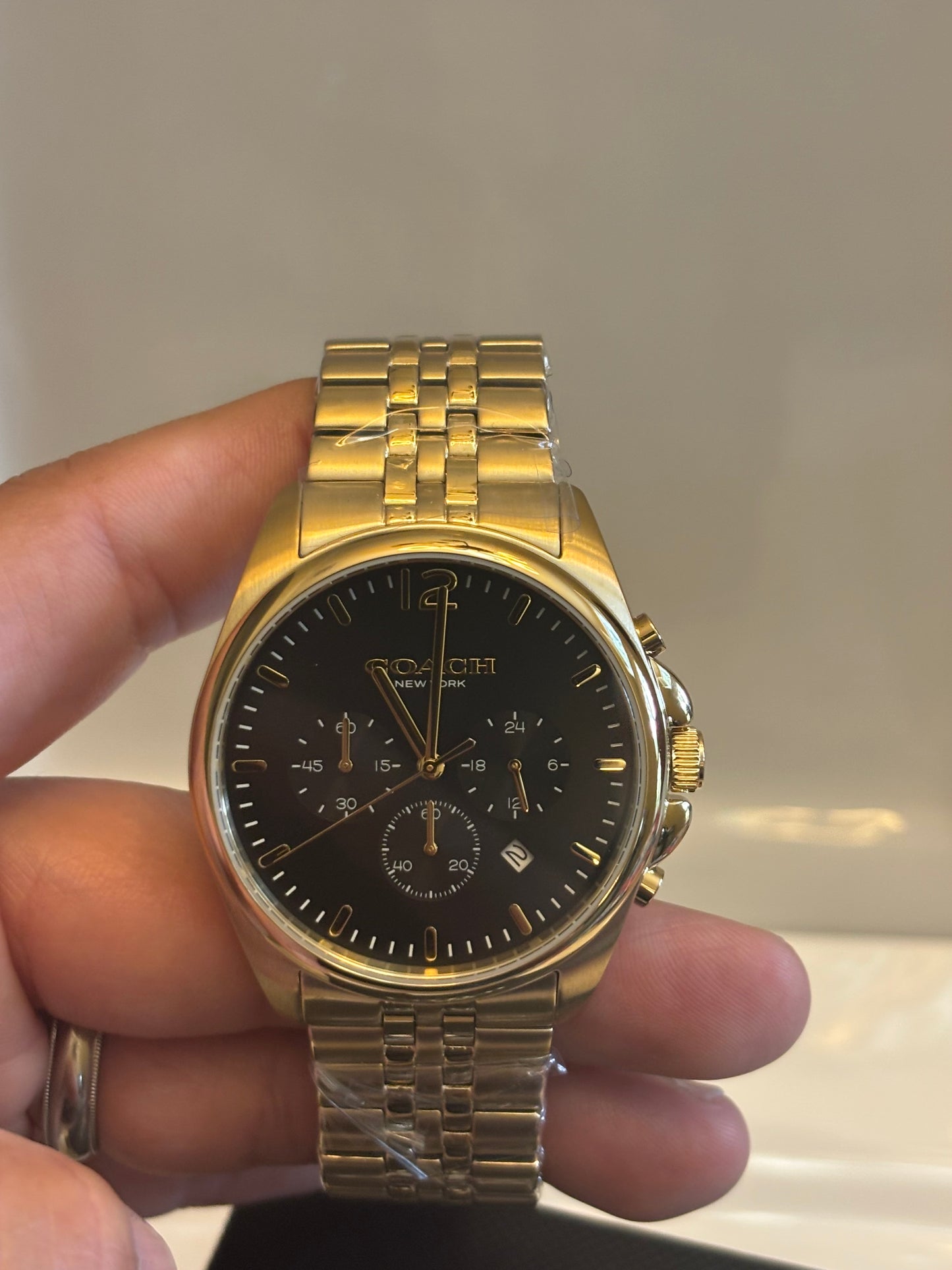 Coach Lexington Chronograph Men’s Gold Stainless Steel Black Dial Watch 14602657
