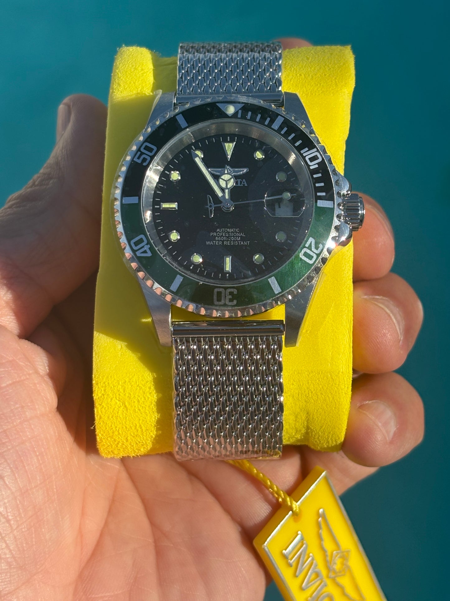 Invicta Pro Diver 48072 “Sprite” — Automatic 40mm Diver • Exhibition Back • 200M WR • Stainless Steel • Free Shipping