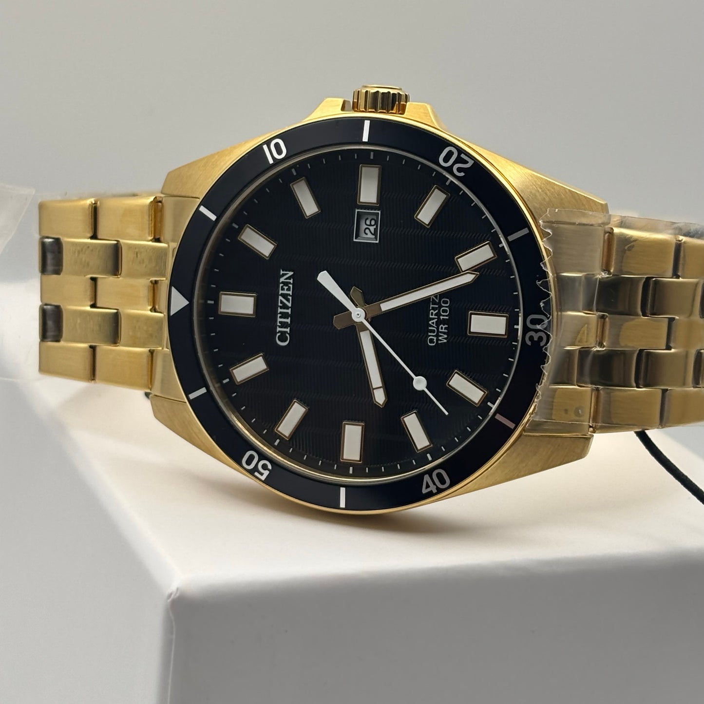 Citizen BI5052-59E Mens 42mm Gold Tone Stainless Steel Black Dial Quartz NIBWT