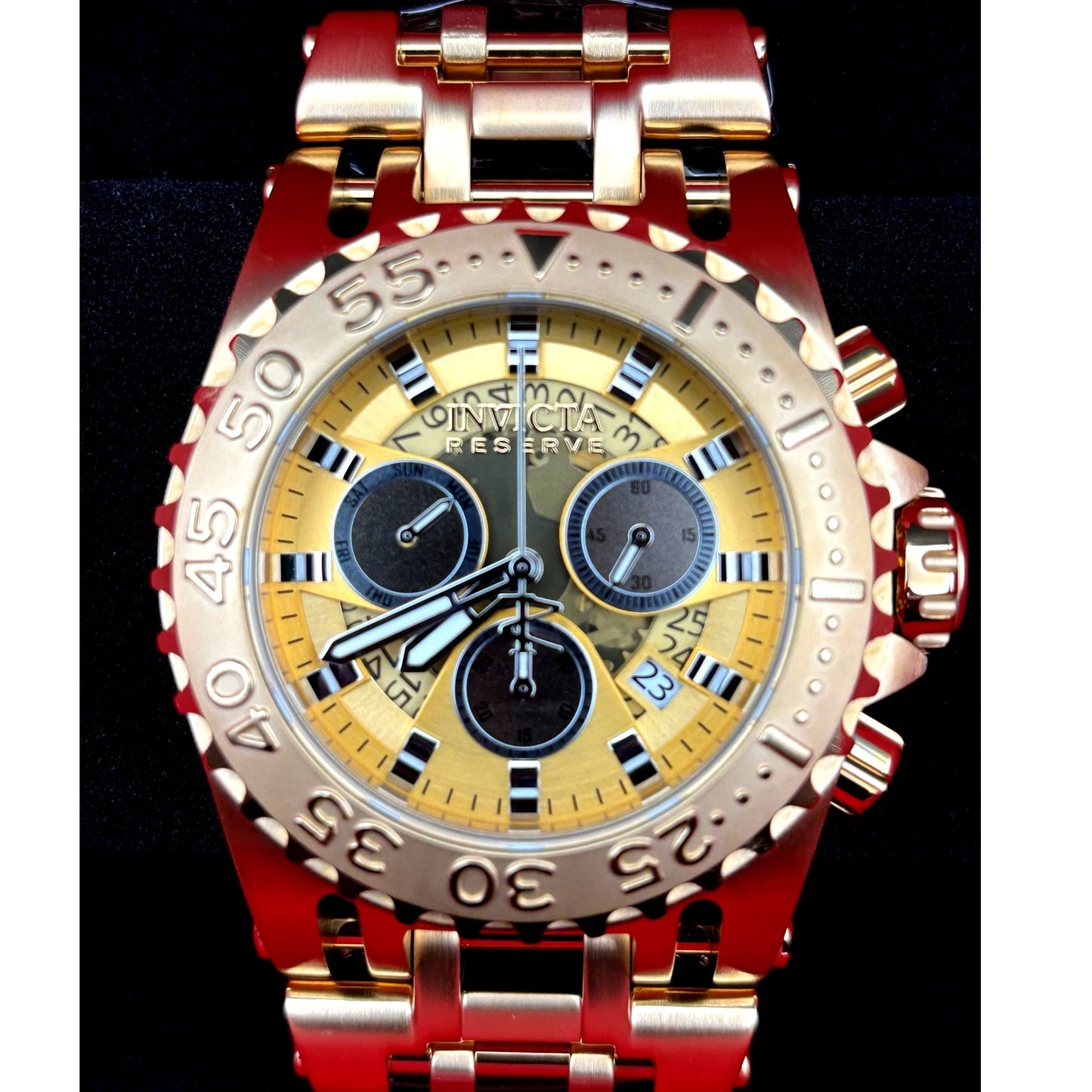 Invicta 45932 Mens Reserve Chaos Swiss Ronda Chrono Gold Tone Stainless Steel