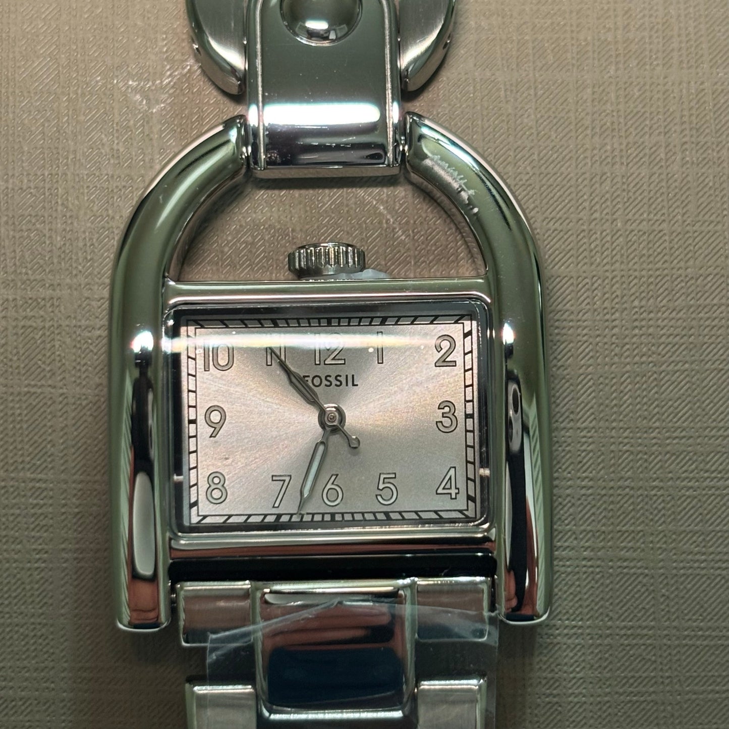 Fossil Harwell ES5326 Womens Quartz Watch 28mm Rectangular Stainless Steel Bracelet Silver Dial 3ATM Water Resistant