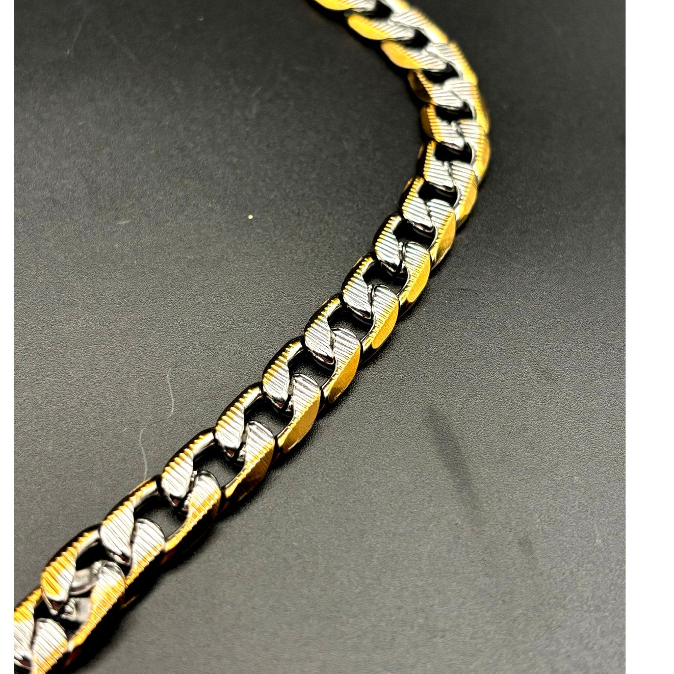 Steeltime 24" Men's 18k gold plated stainless steel flat curb chain necklace NWT