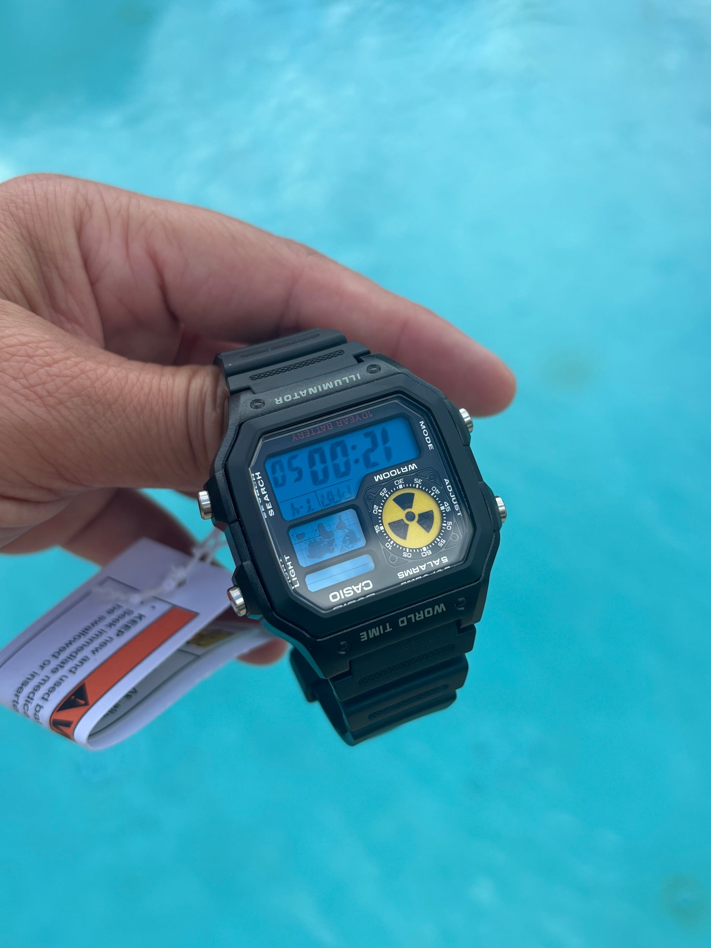 Casio AE1200 Mod Nuclear Dial Blue Filter Retro Digital Watch