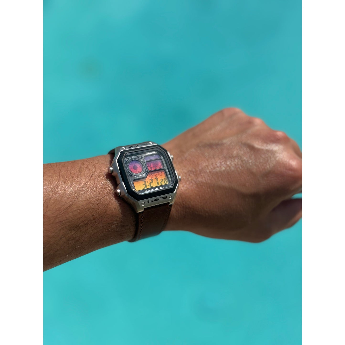 Customed Casio AE1200WH-1CV Leather
Straps Watch Into the Sunset Gel Filter