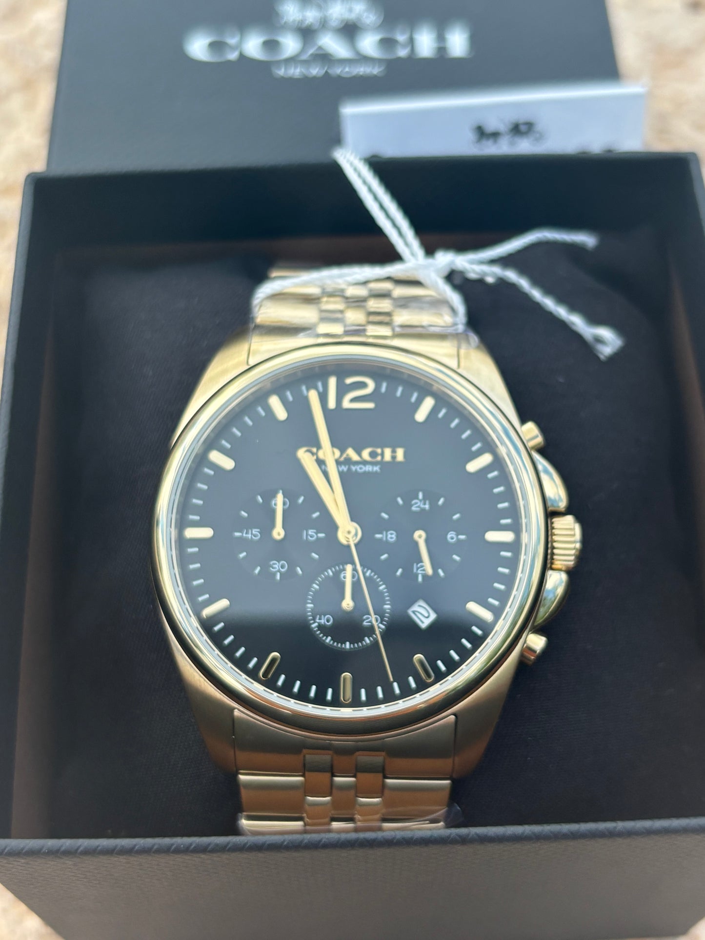Coach Lexington Chronograph Men’s Gold Stainless Steel Black Dial Watch 14602657