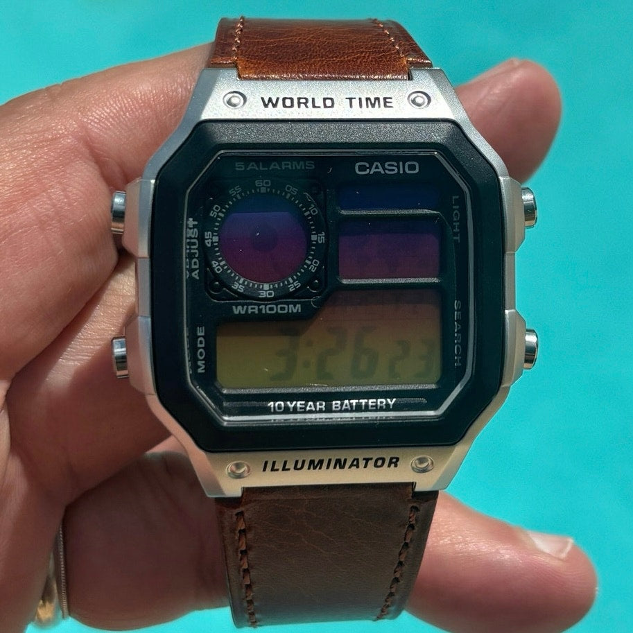 Customed Casio AE1200WH-1CV Leather
Straps Watch Into the Sunset Gel Filter