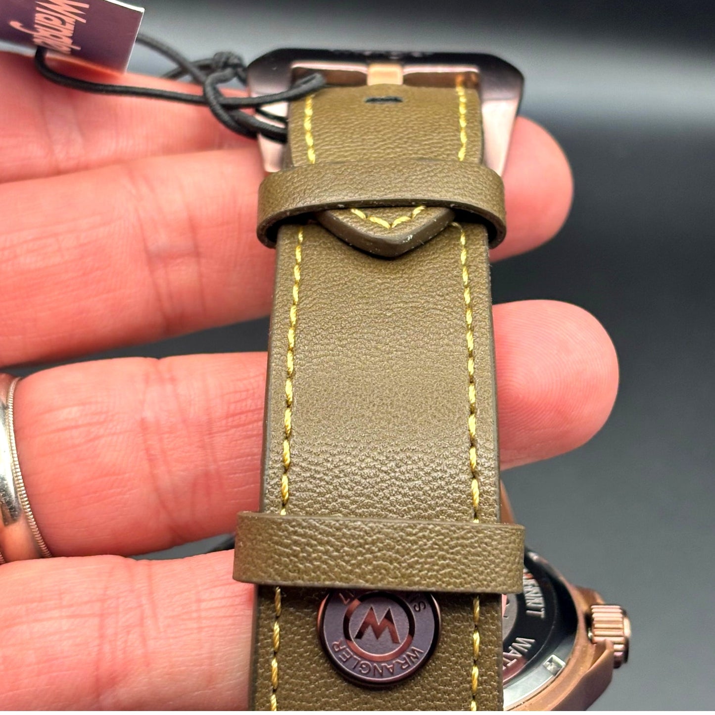 Wrangler WRW5001-5BR Men’s Purple Dial Watch Olive Brown Leather Strap NIBWT