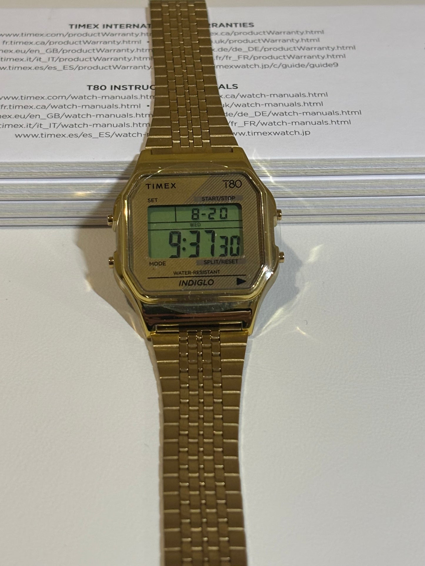Timex T80 Retro Digital Watch – Special Edition Gold-Tone – Model TW2R79200 YB – Brand New