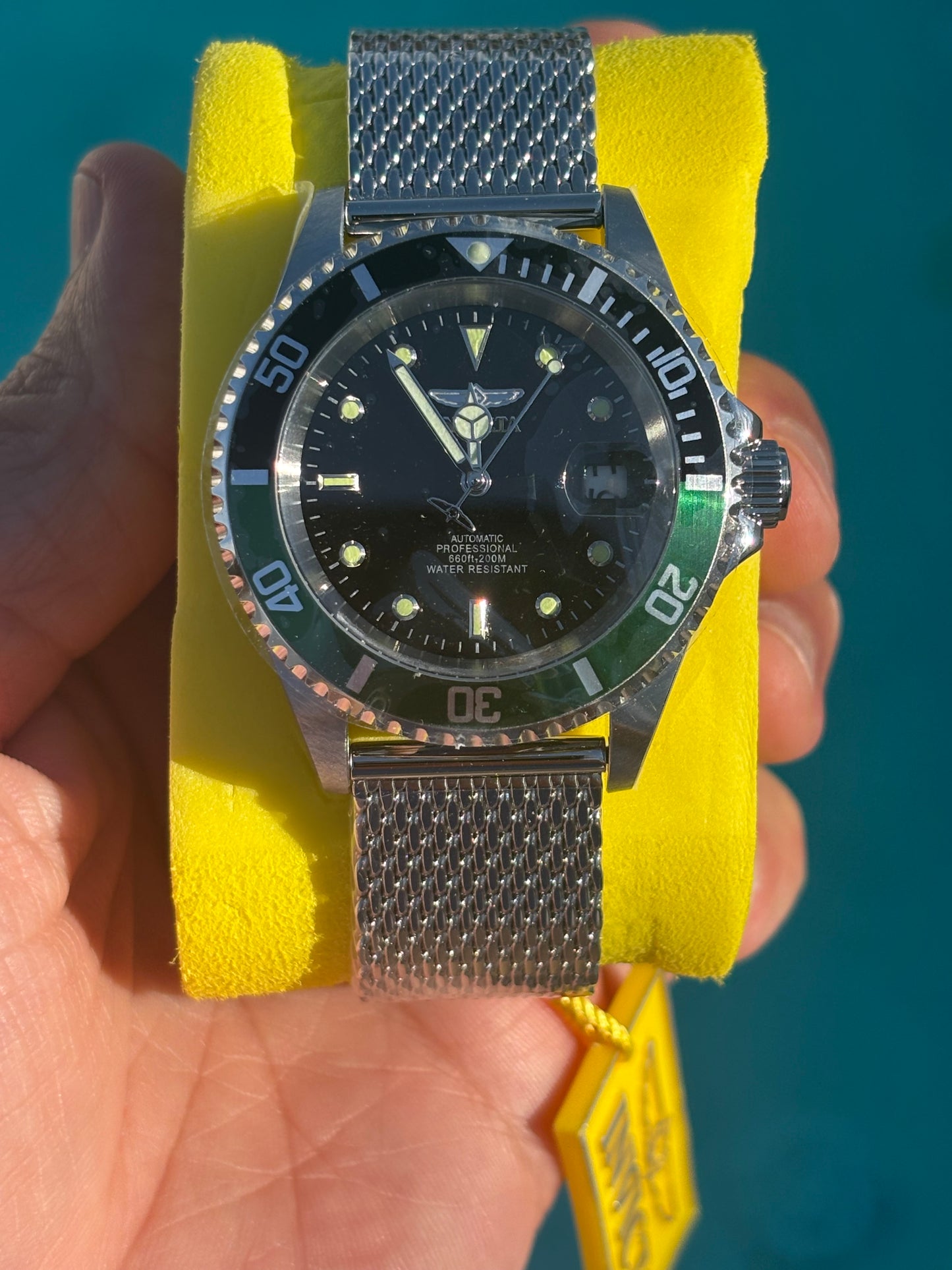 Invicta Pro Diver 48072 “Sprite” — Automatic 40mm Diver • Exhibition Back • 200M WR • Stainless Steel • Free Shipping