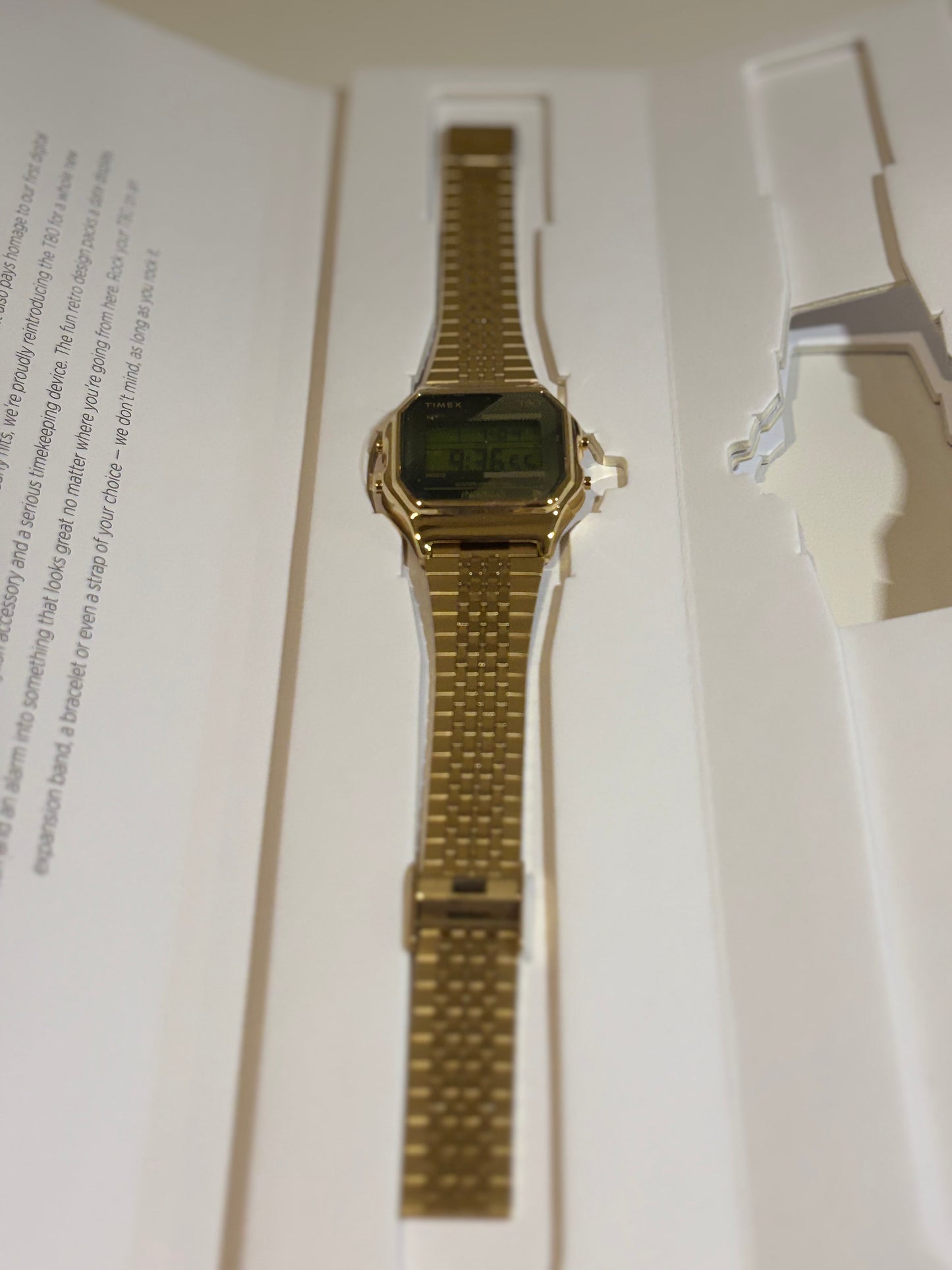 Timex T80 Retro Digital Watch – Gold-Tone Stainless Steel Bracelet – Model TW2V18900 YB – Brand New