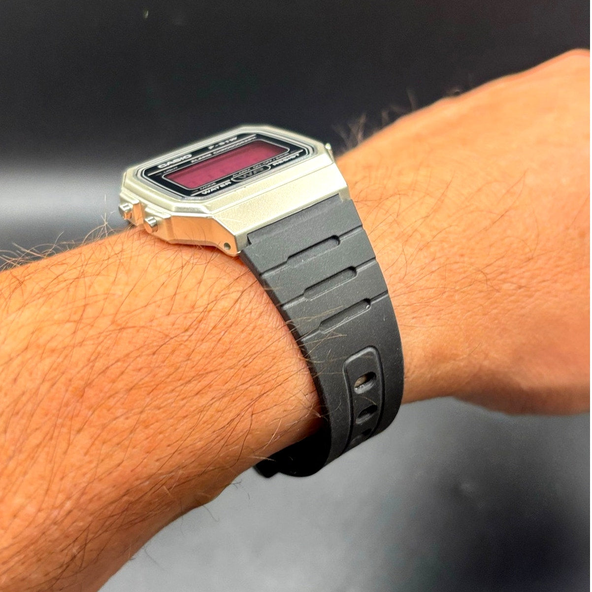 LWS Dark Rose F91W Custom Pink Display Digital Watch