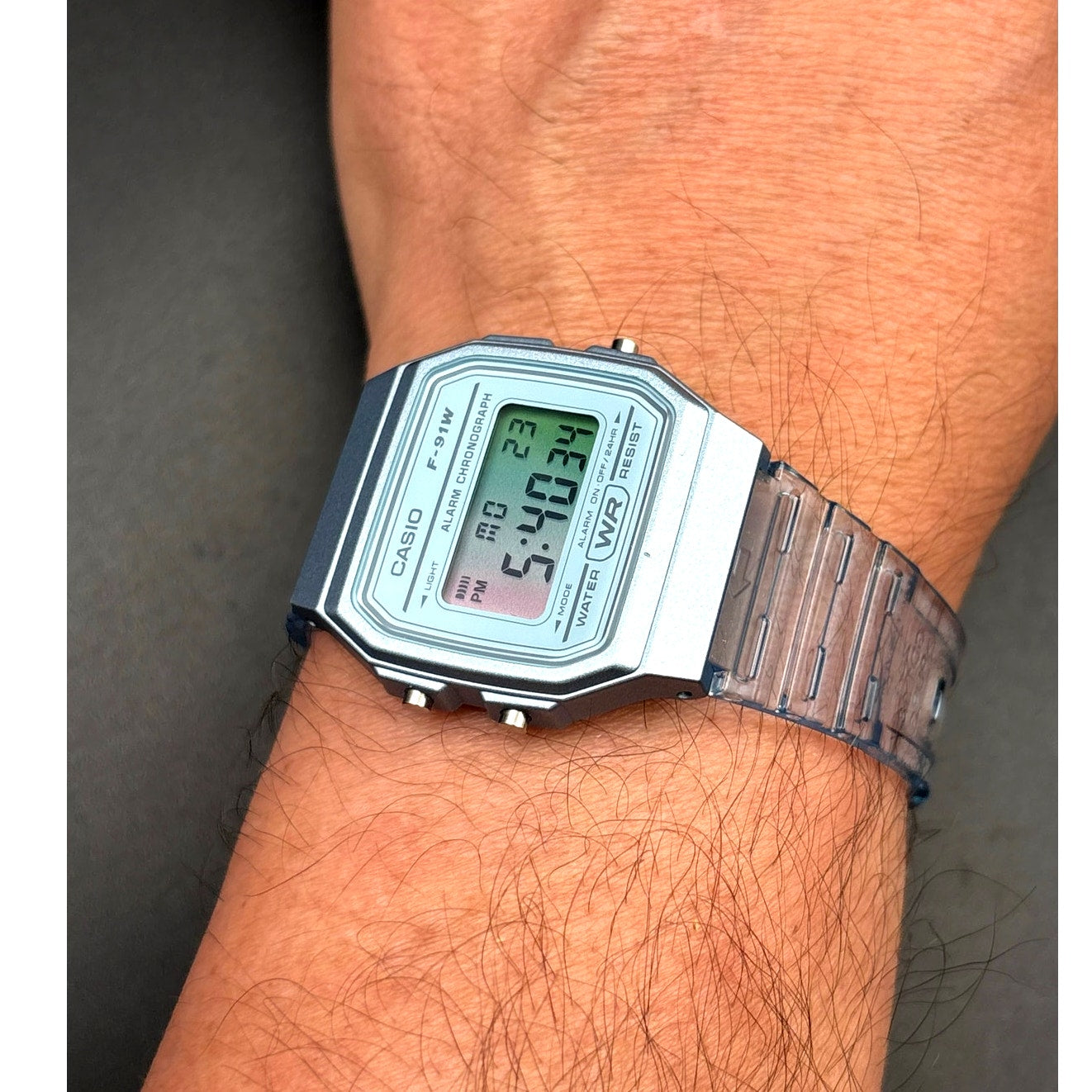 LWS Arctic Prism F91W Blue Clear Strap Retro Digital Mod Watch