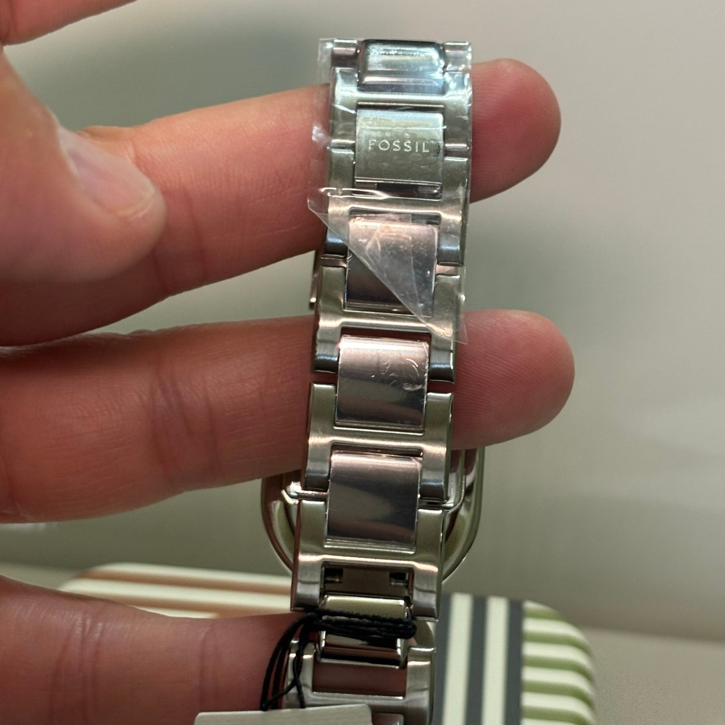 Fossil Harwell ES5326 Womens Quartz Watch 28mm Rectangular Stainless Steel Bracelet Silver Dial 3ATM Water Resistant