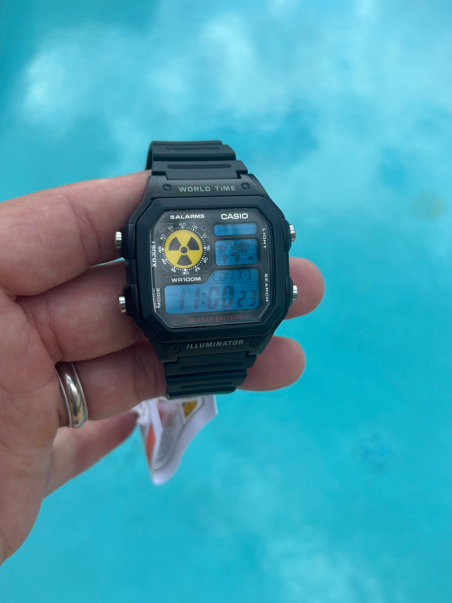 Casio AE1200 Mod Nuclear Dial Blue Filter Retro Digital Watch