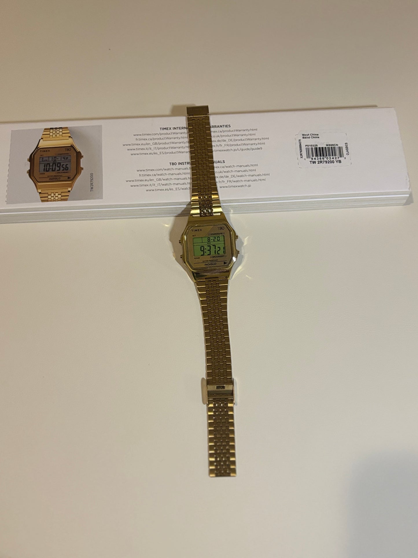 Timex T80 Retro Digital Watch – Special Edition Gold-Tone – Model TW2R79200 YB – Brand New