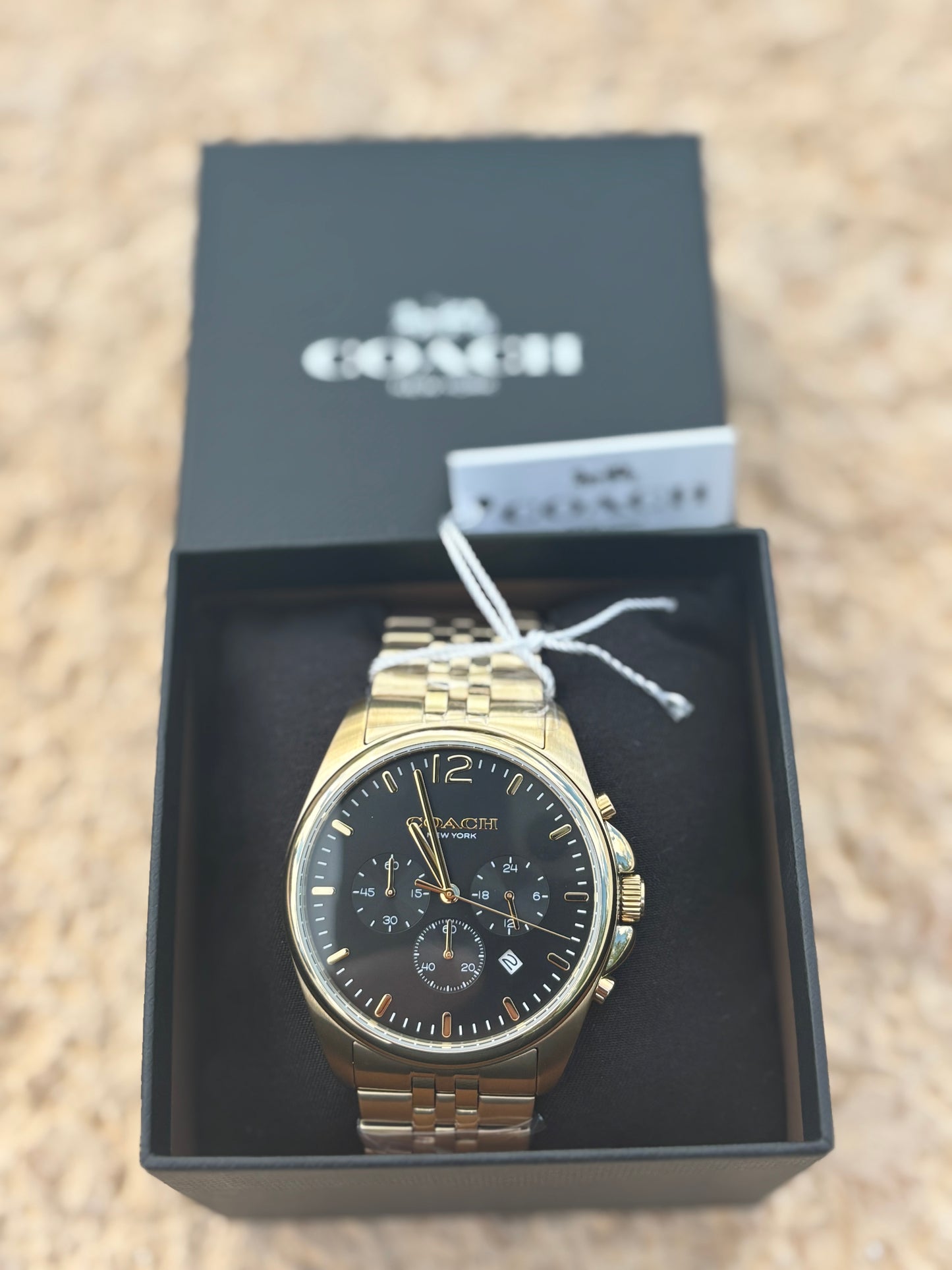 Coach Lexington Chronograph Men’s Gold Stainless Steel Black Dial Watch 14602657