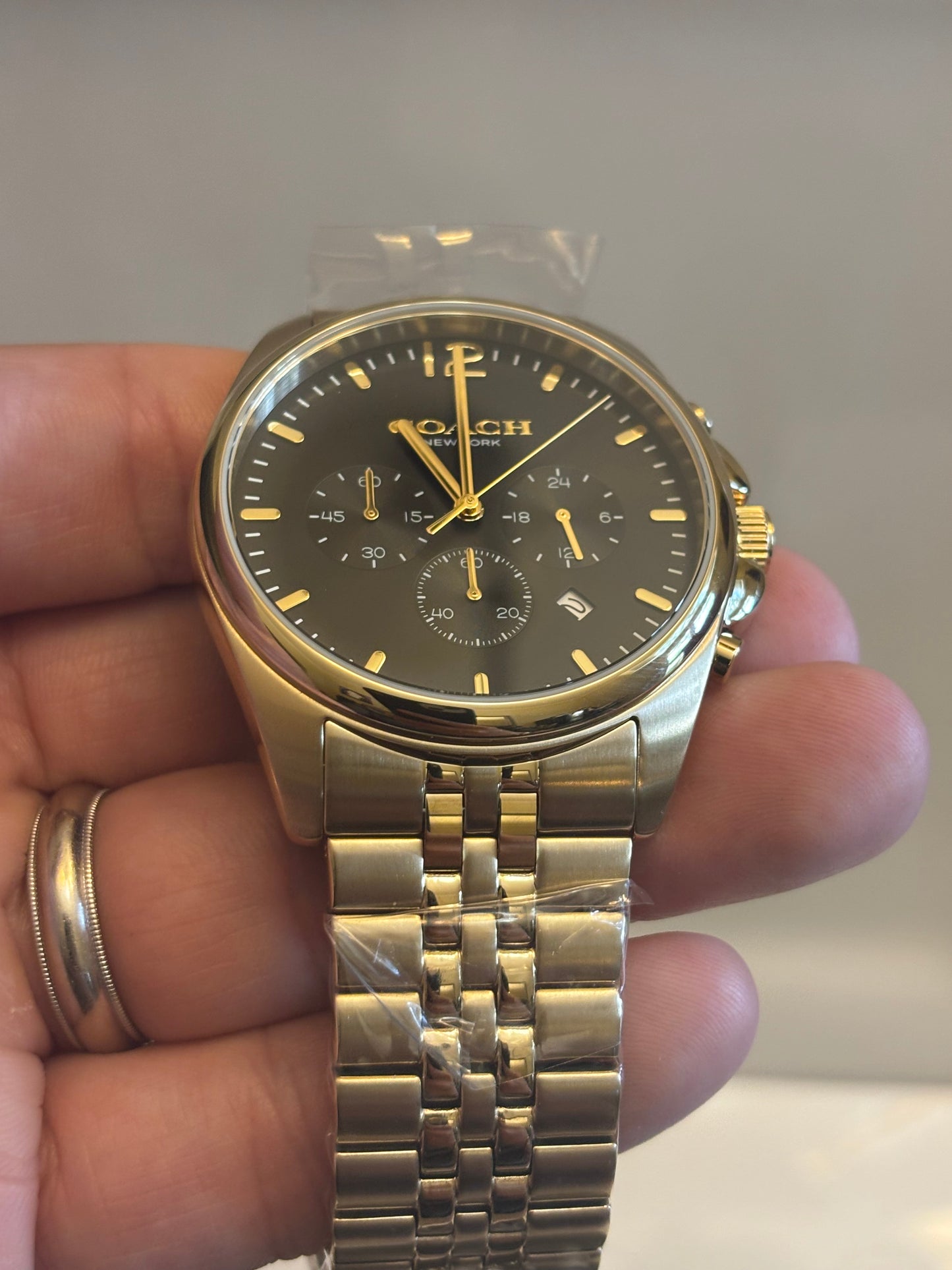 Coach Lexington Chronograph Men’s Gold Stainless Steel Black Dial Watch 14602657